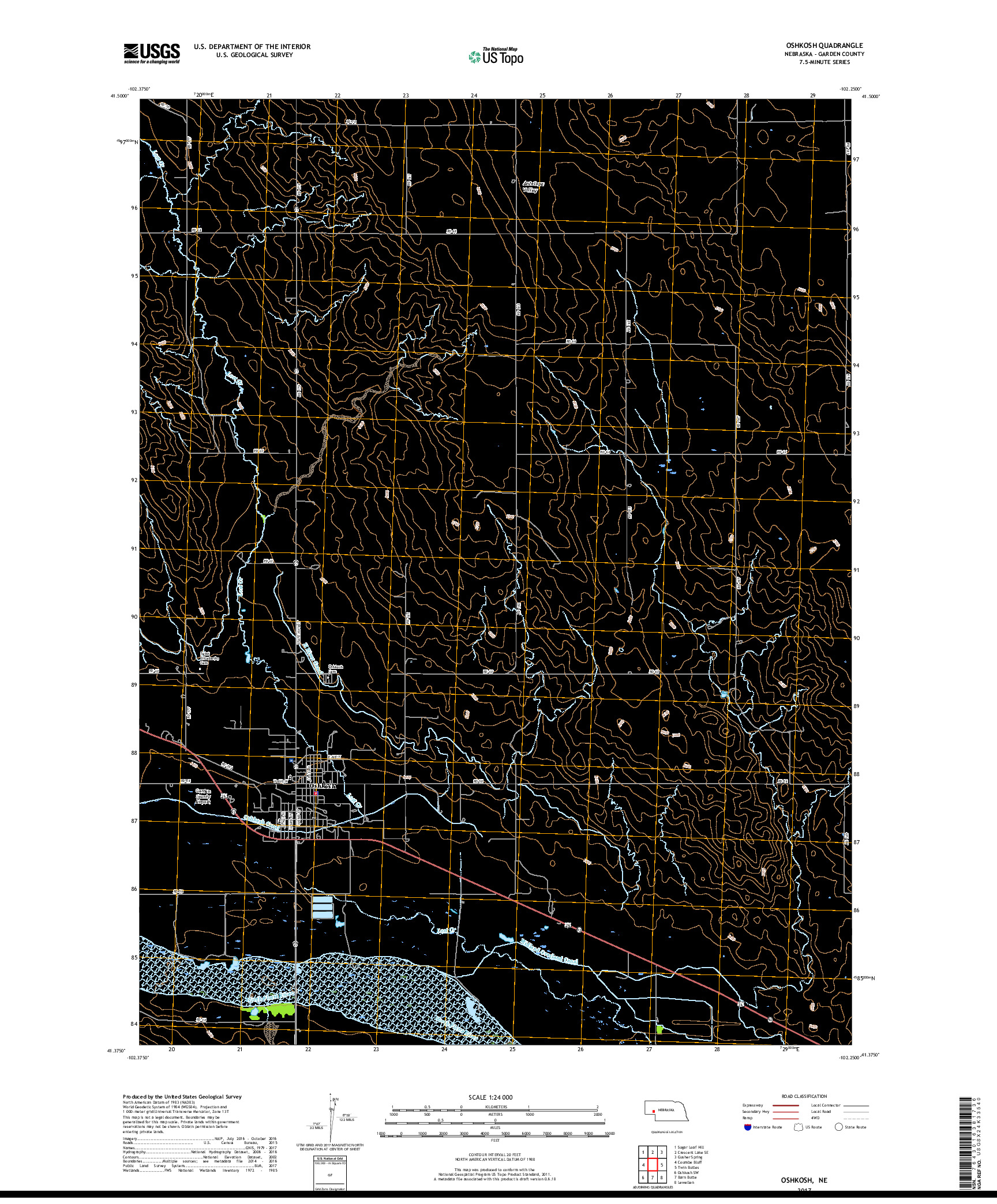 USGS US TOPO 7.5-MINUTE MAP FOR OSHKOSH, NE 2017