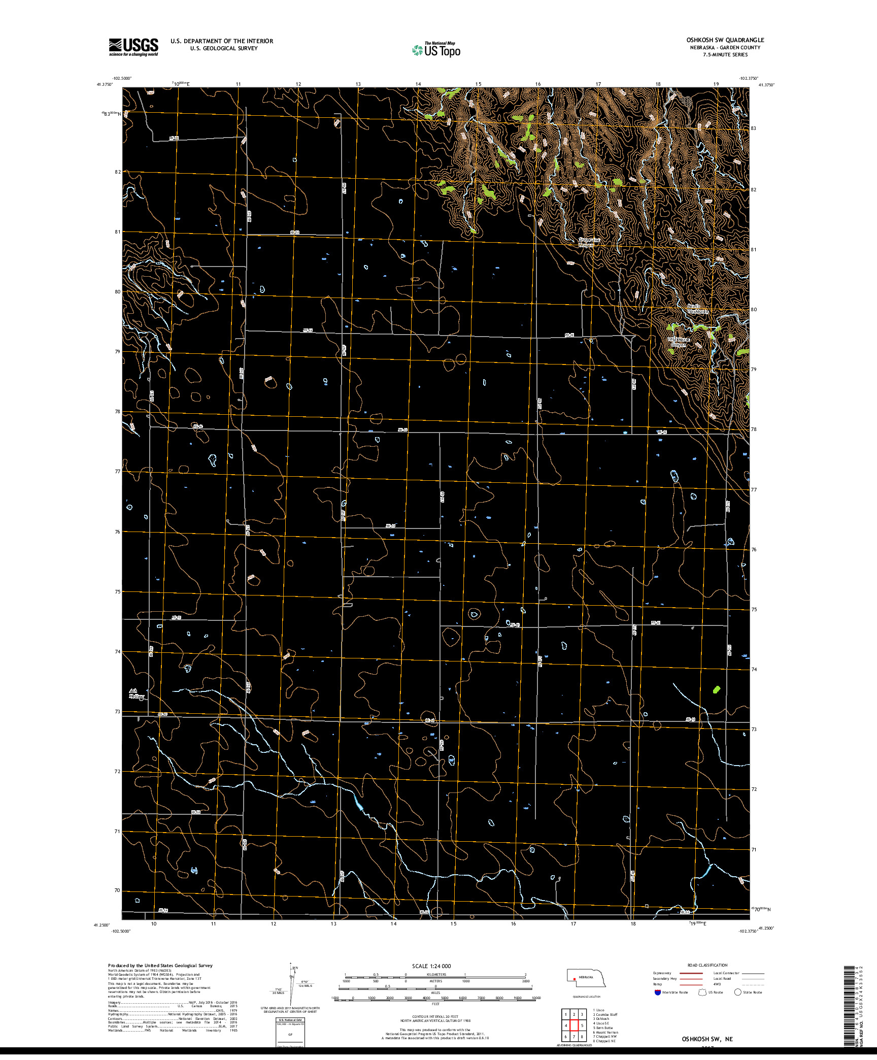 USGS US TOPO 7.5-MINUTE MAP FOR OSHKOSH SW, NE 2017