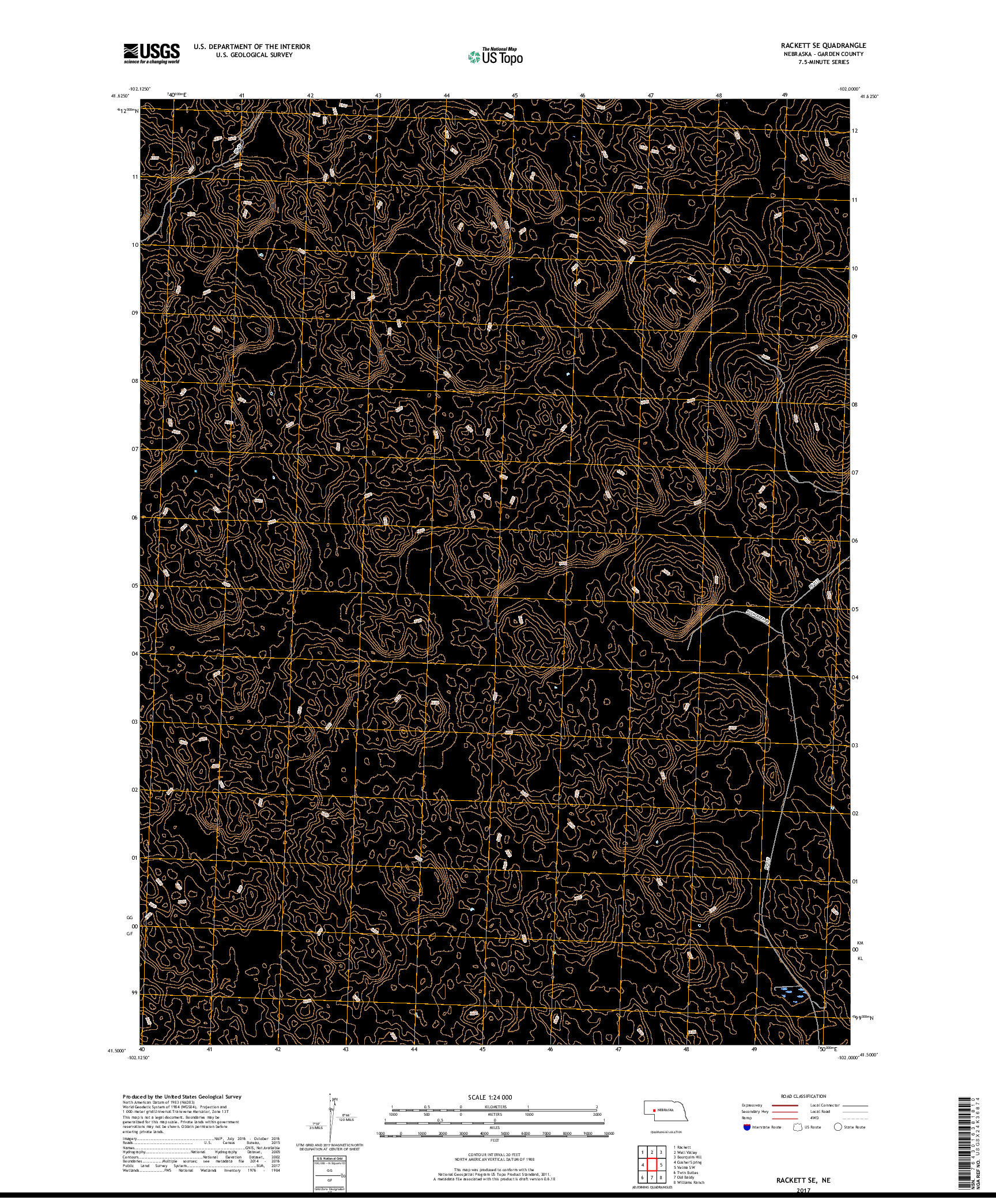 USGS US TOPO 7.5-MINUTE MAP FOR RACKETT SE, NE 2017