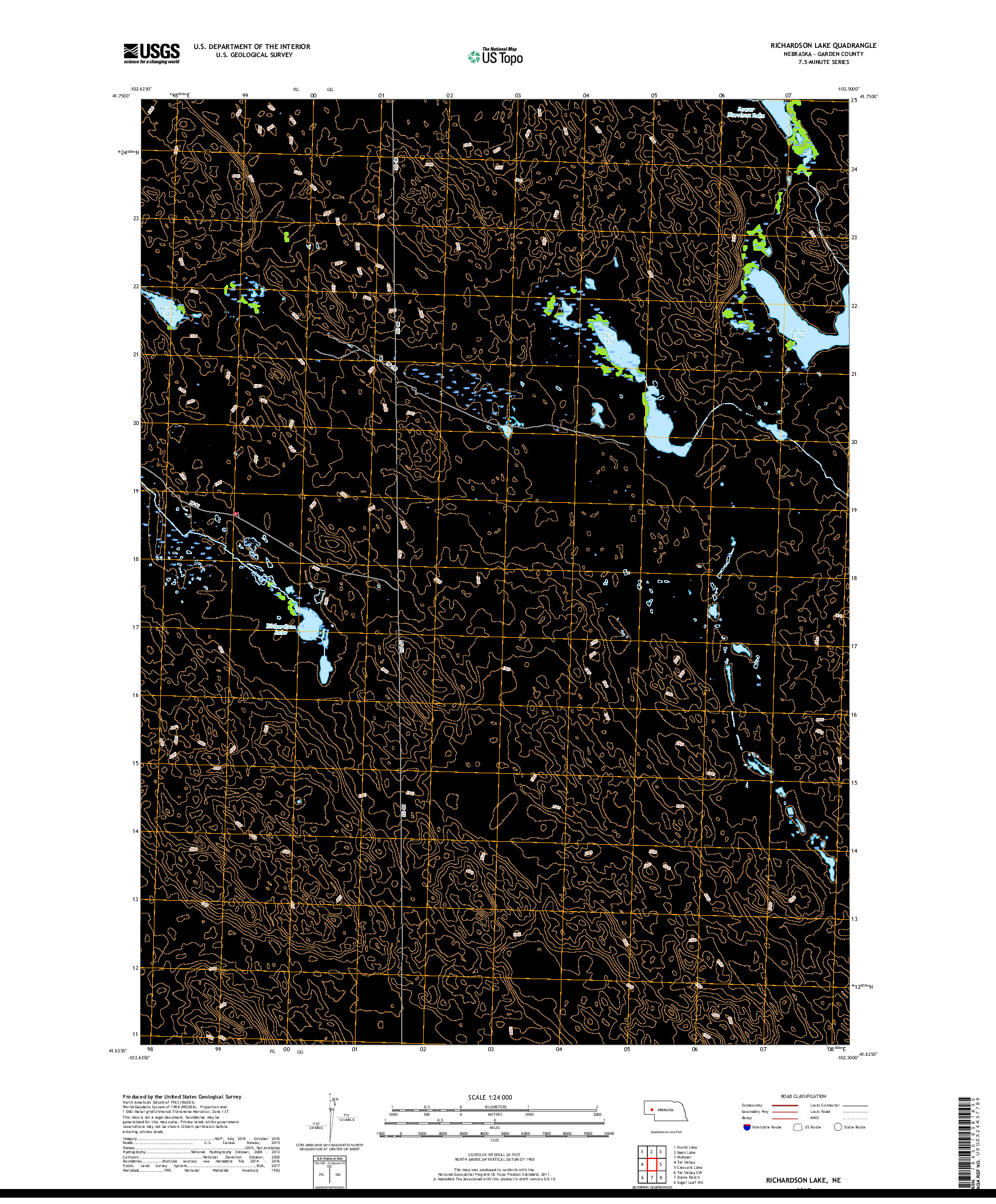 USGS US TOPO 7.5-MINUTE MAP FOR RICHARDSON LAKE, NE 2017