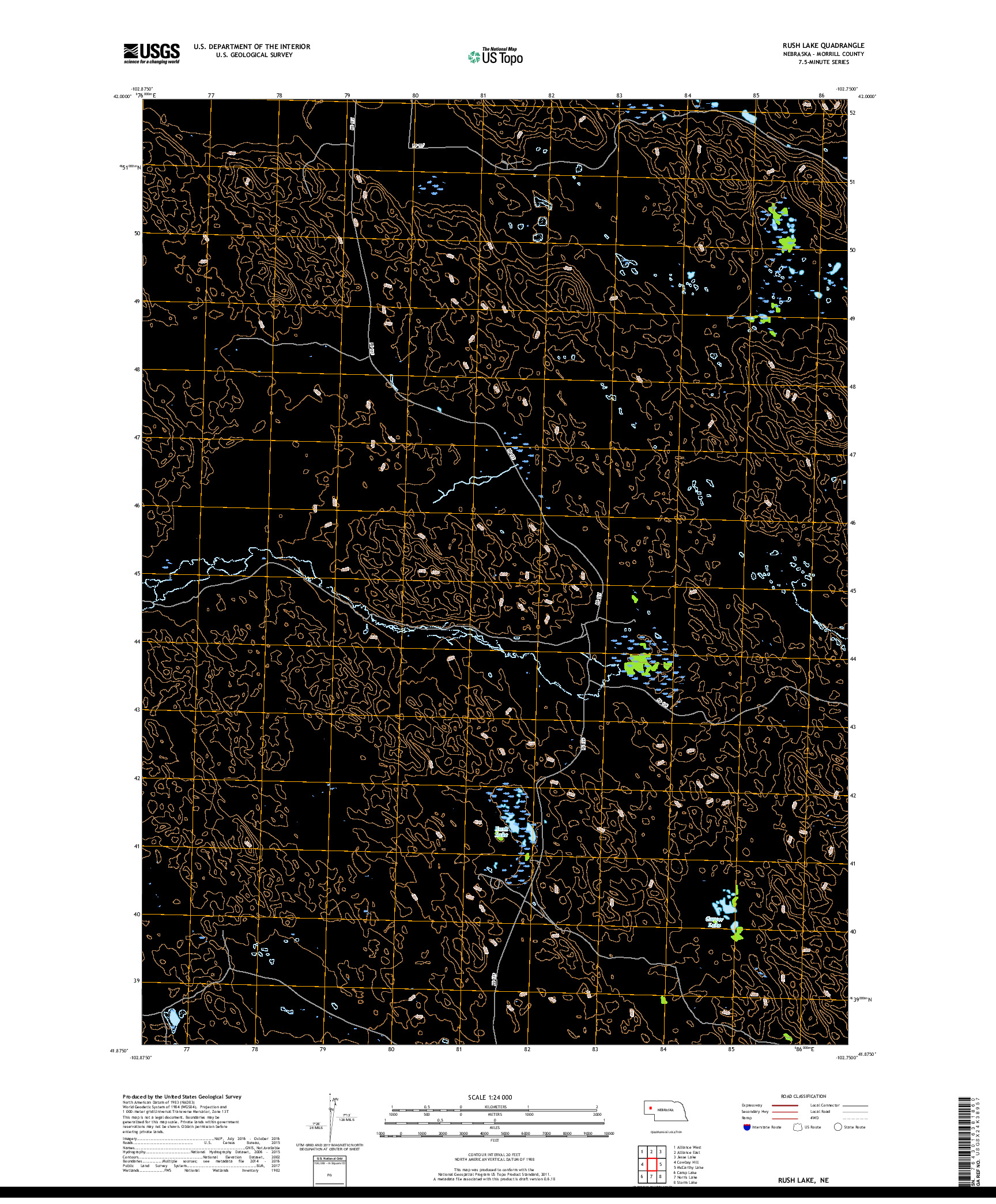 USGS US TOPO 7.5-MINUTE MAP FOR RUSH LAKE, NE 2017