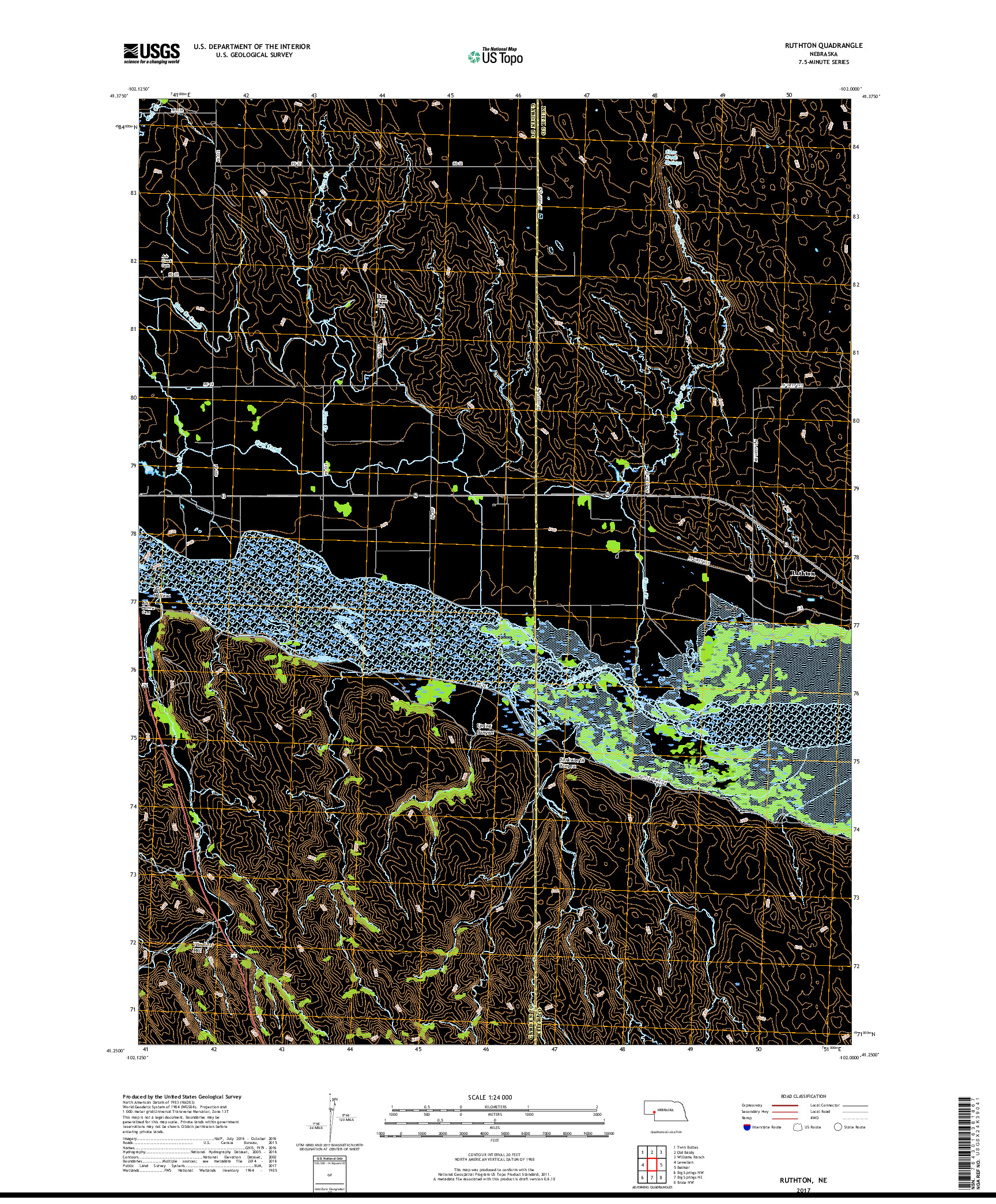 USGS US TOPO 7.5-MINUTE MAP FOR RUTHTON, NE 2017