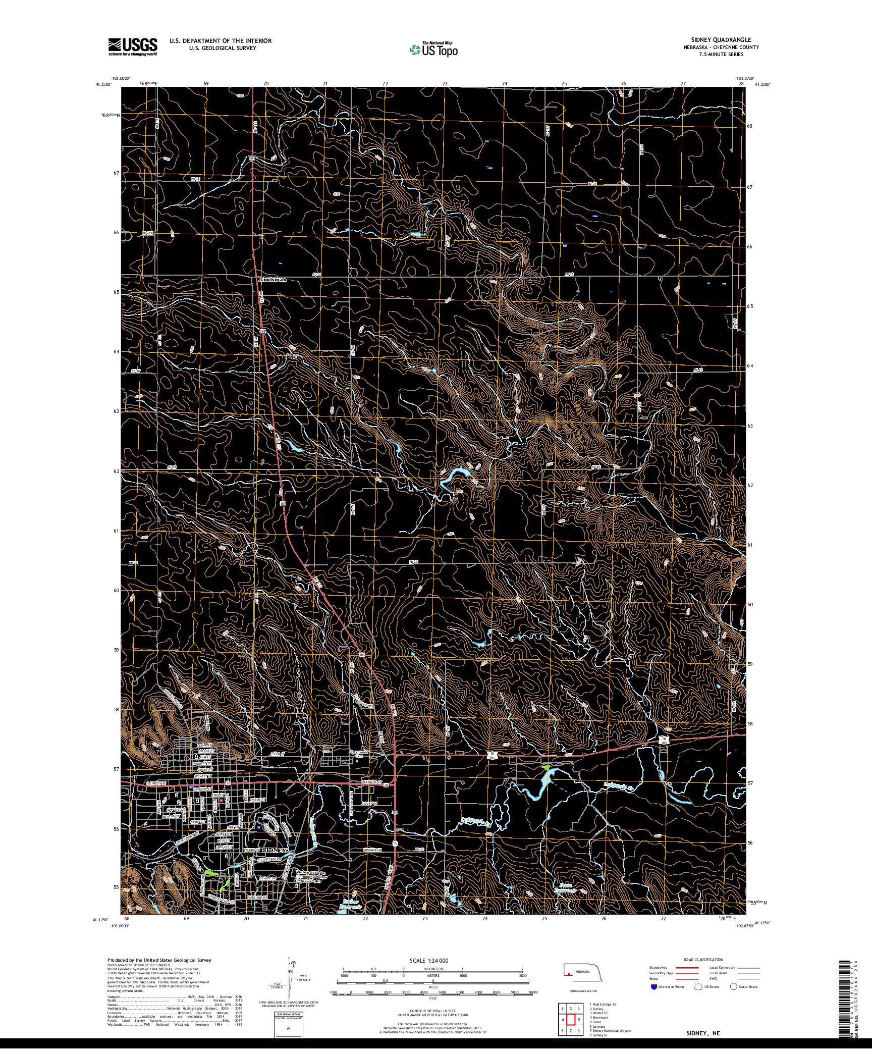 USGS US TOPO 7.5-MINUTE MAP FOR SIDNEY, NE 2017