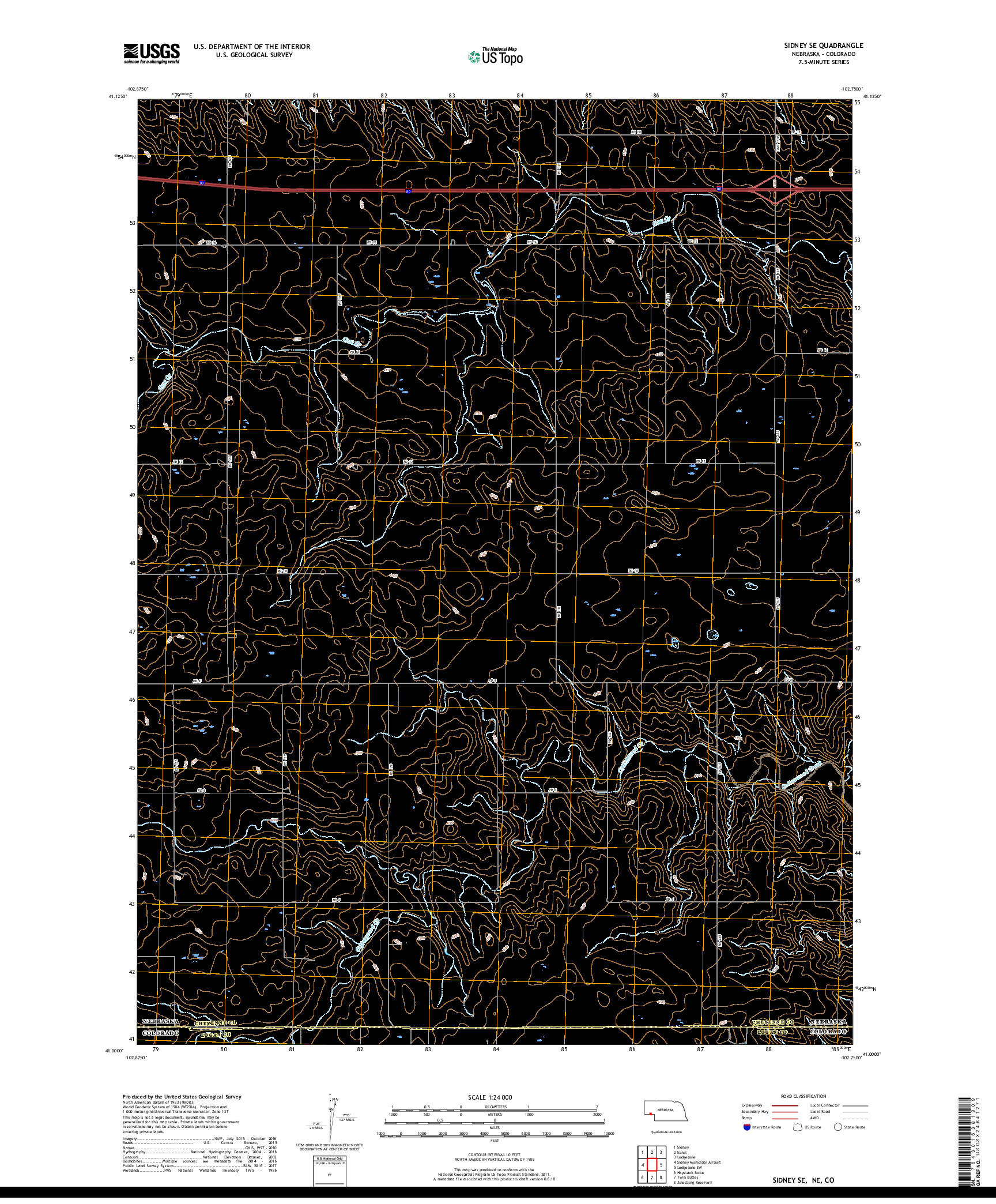 USGS US TOPO 7.5-MINUTE MAP FOR SIDNEY SE, NE,CO 2017