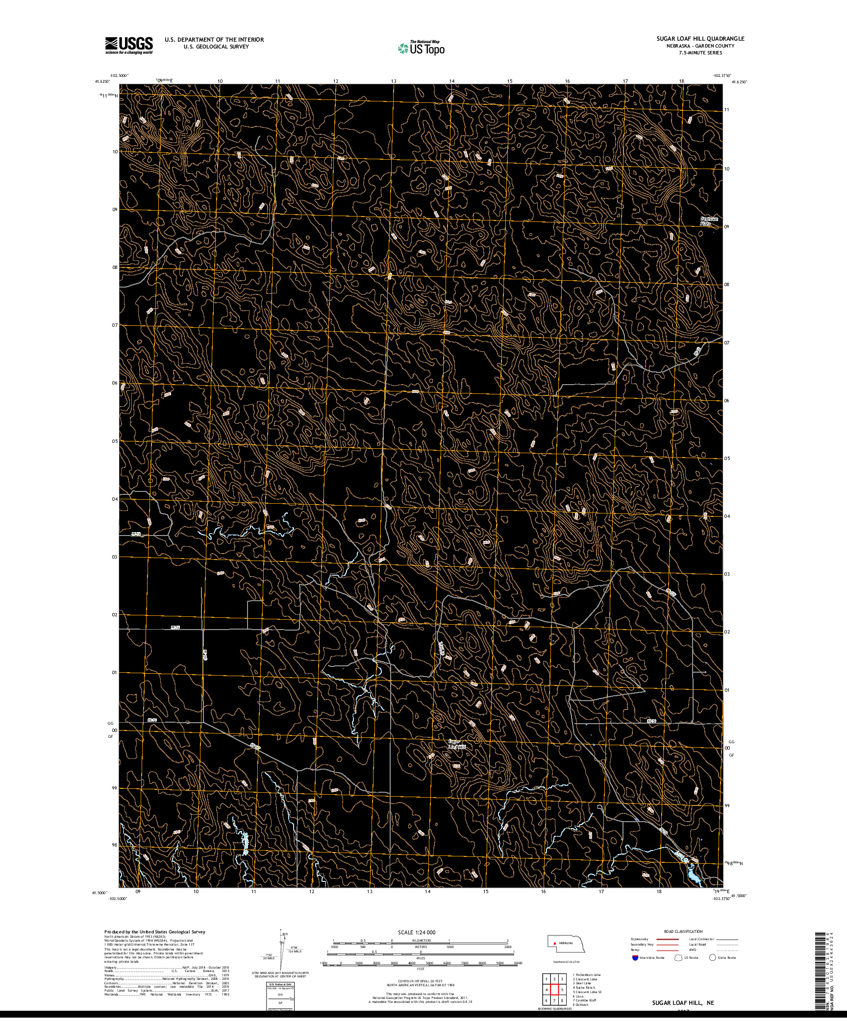 USGS US TOPO 7.5-MINUTE MAP FOR SUGAR LOAF HILL, NE 2017