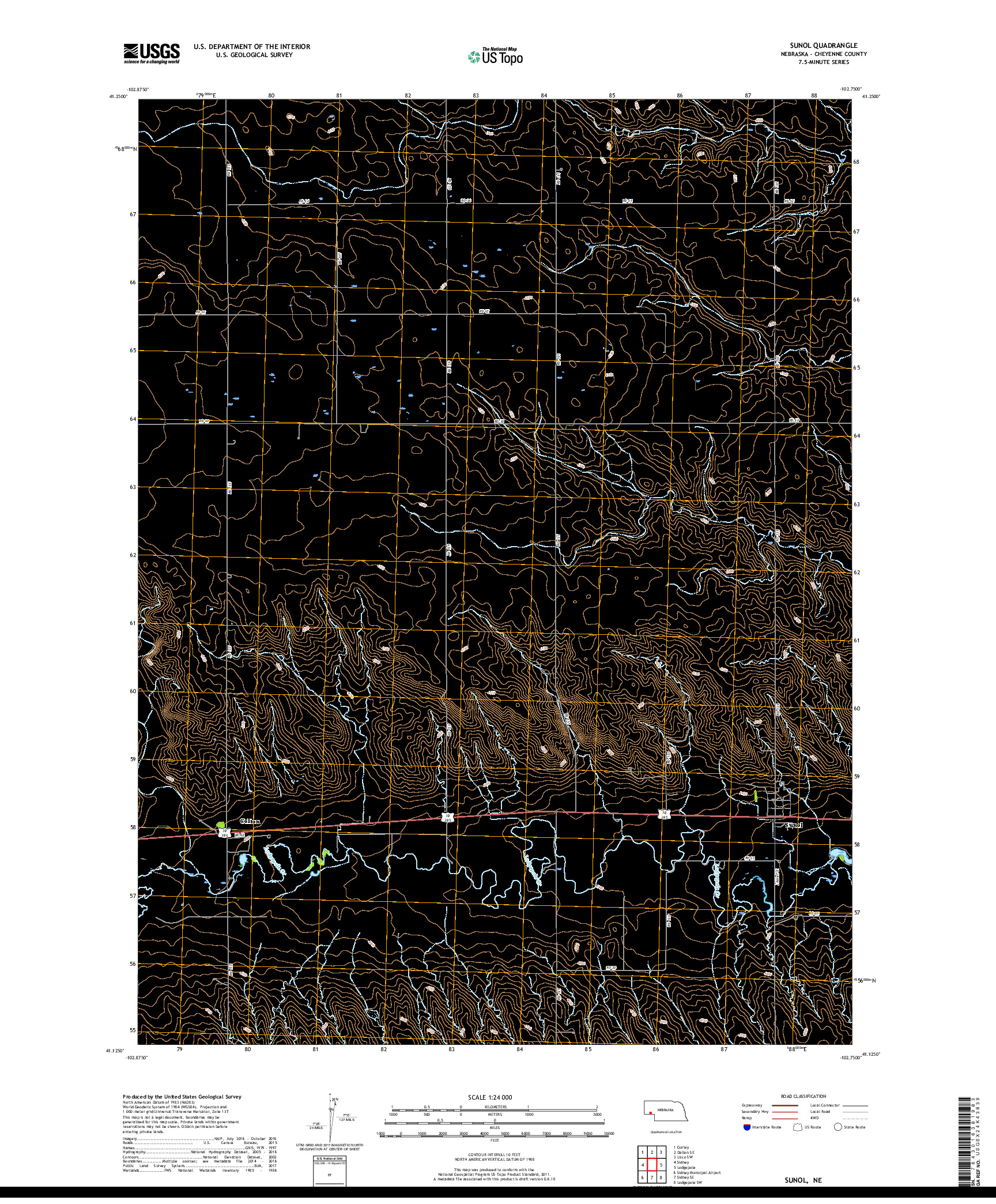 USGS US TOPO 7.5-MINUTE MAP FOR SUNOL, NE 2017