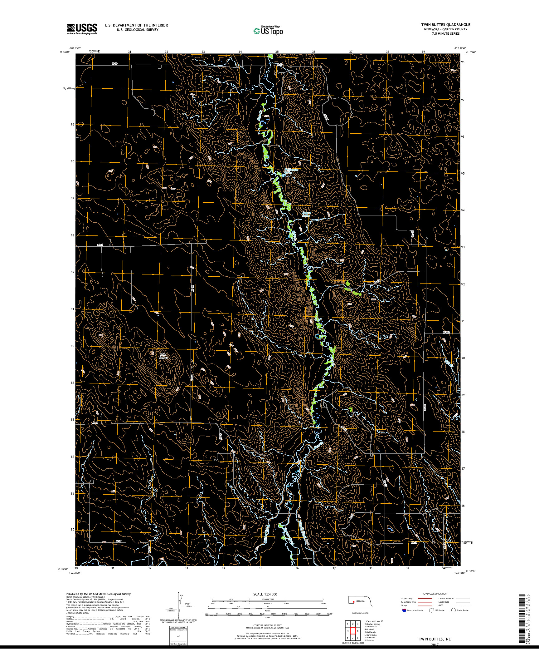 USGS US TOPO 7.5-MINUTE MAP FOR TWIN BUTTES, NE 2017