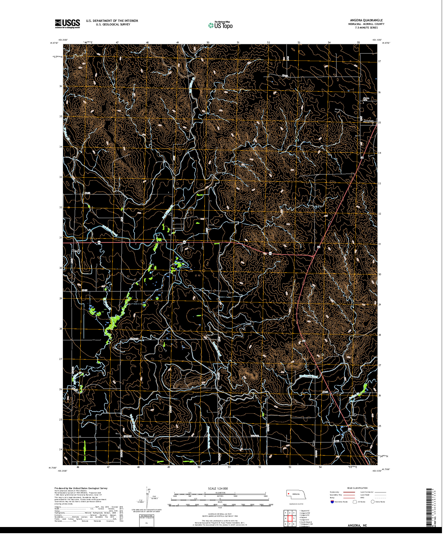 USGS US TOPO 7.5-MINUTE MAP FOR ANGORA, NE 2017