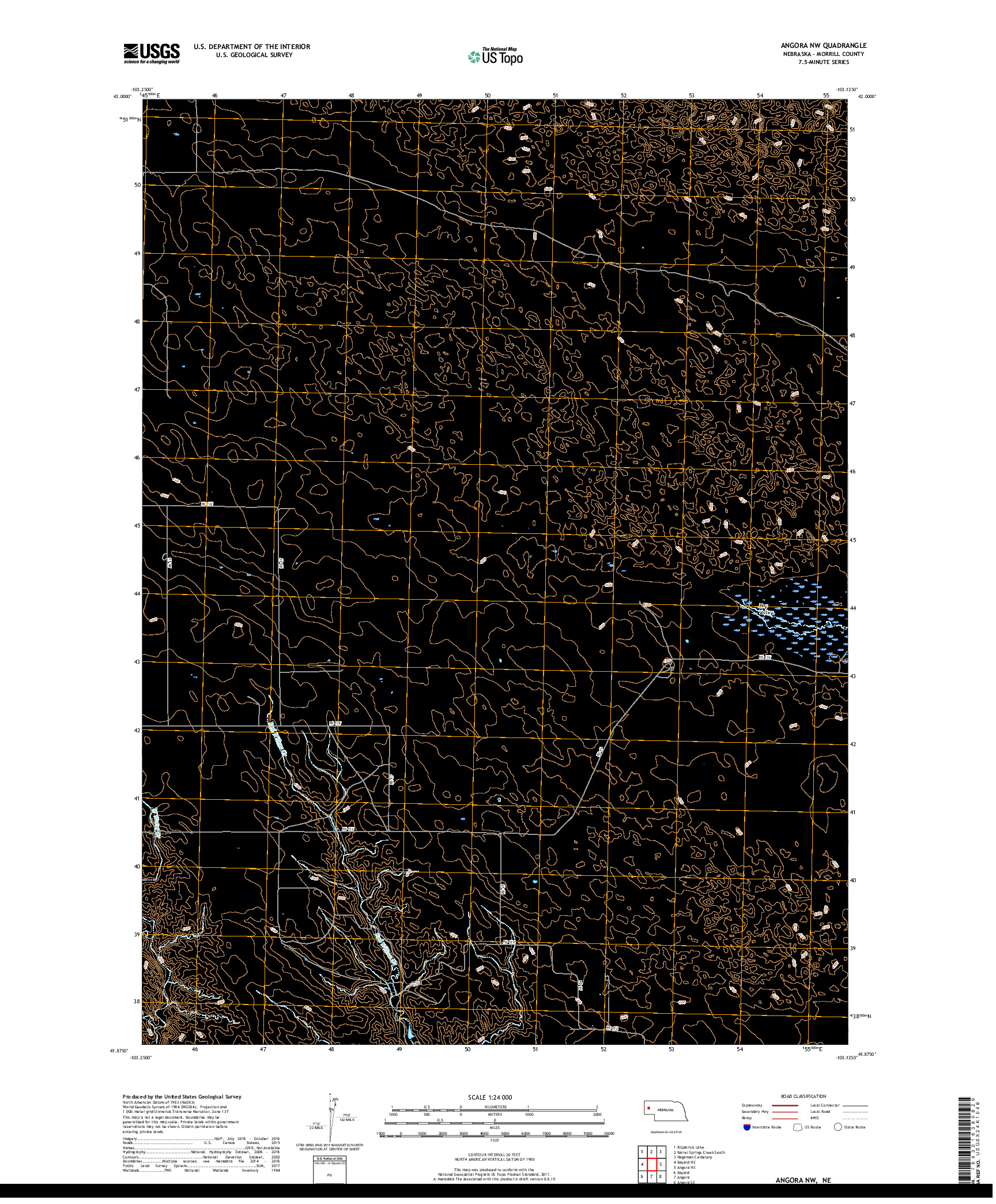 USGS US TOPO 7.5-MINUTE MAP FOR ANGORA NW, NE 2017