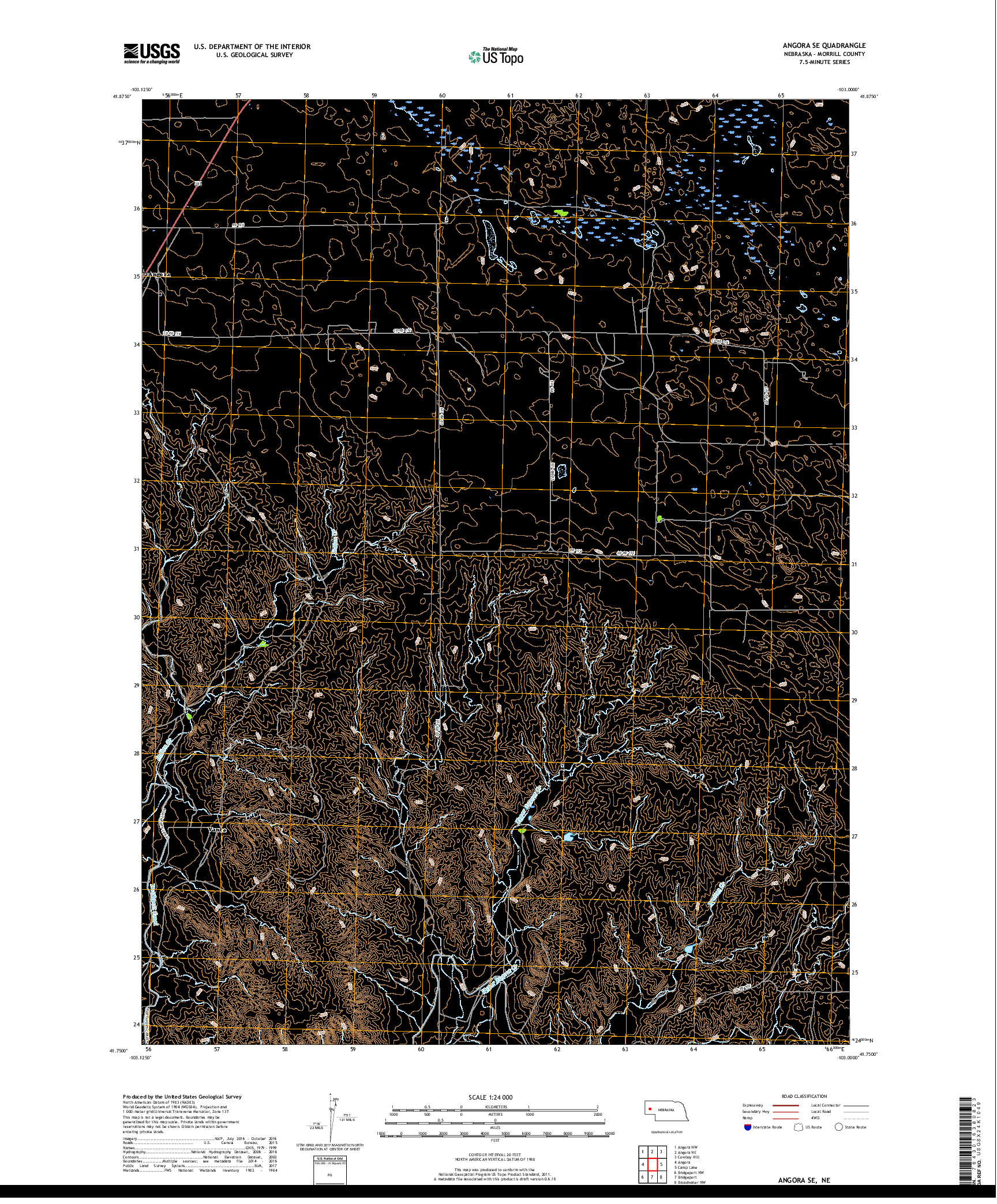 USGS US TOPO 7.5-MINUTE MAP FOR ANGORA SE, NE 2017