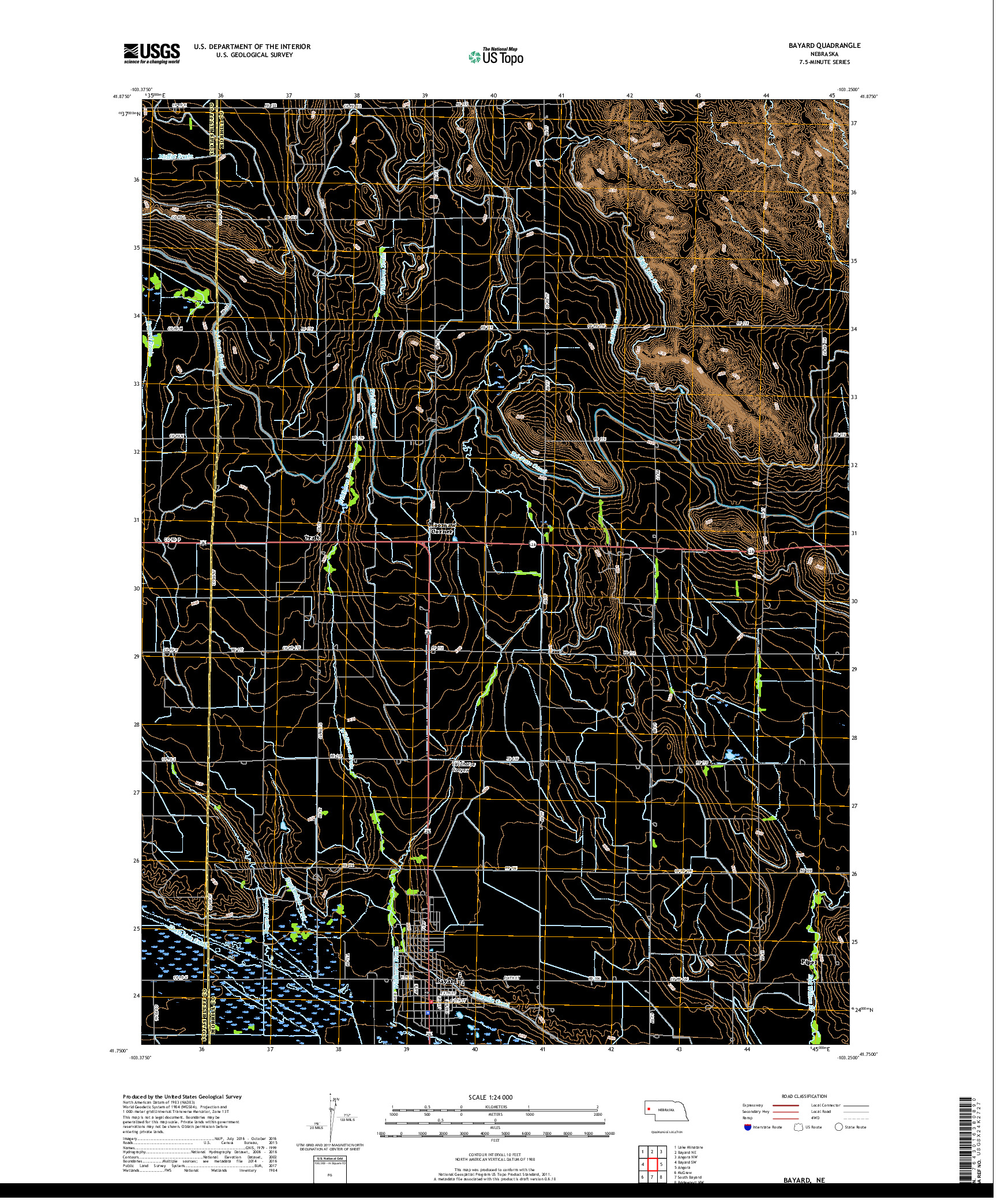 USGS US TOPO 7.5-MINUTE MAP FOR BAYARD, NE 2017