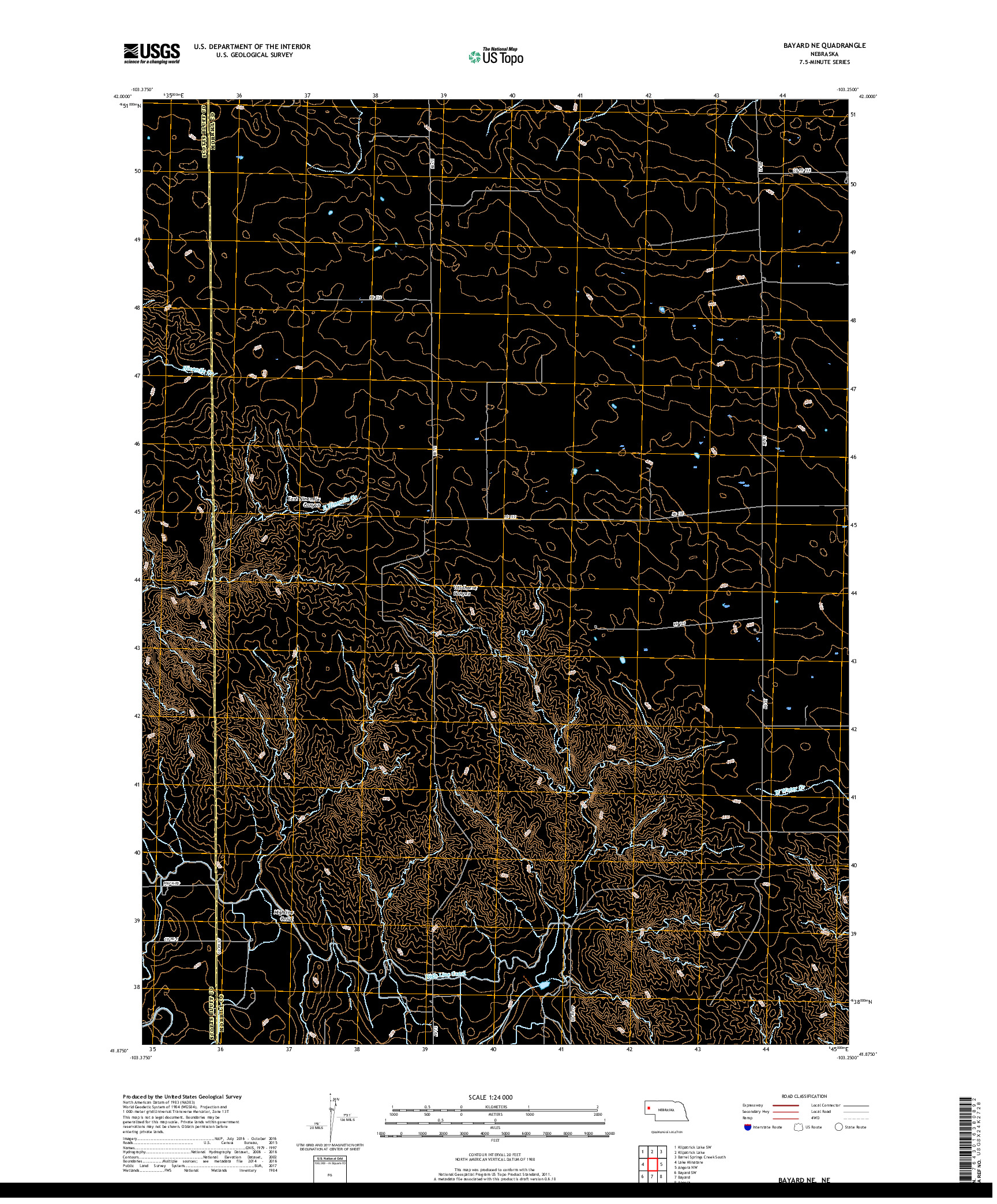 USGS US TOPO 7.5-MINUTE MAP FOR BAYARD NE, NE 2017
