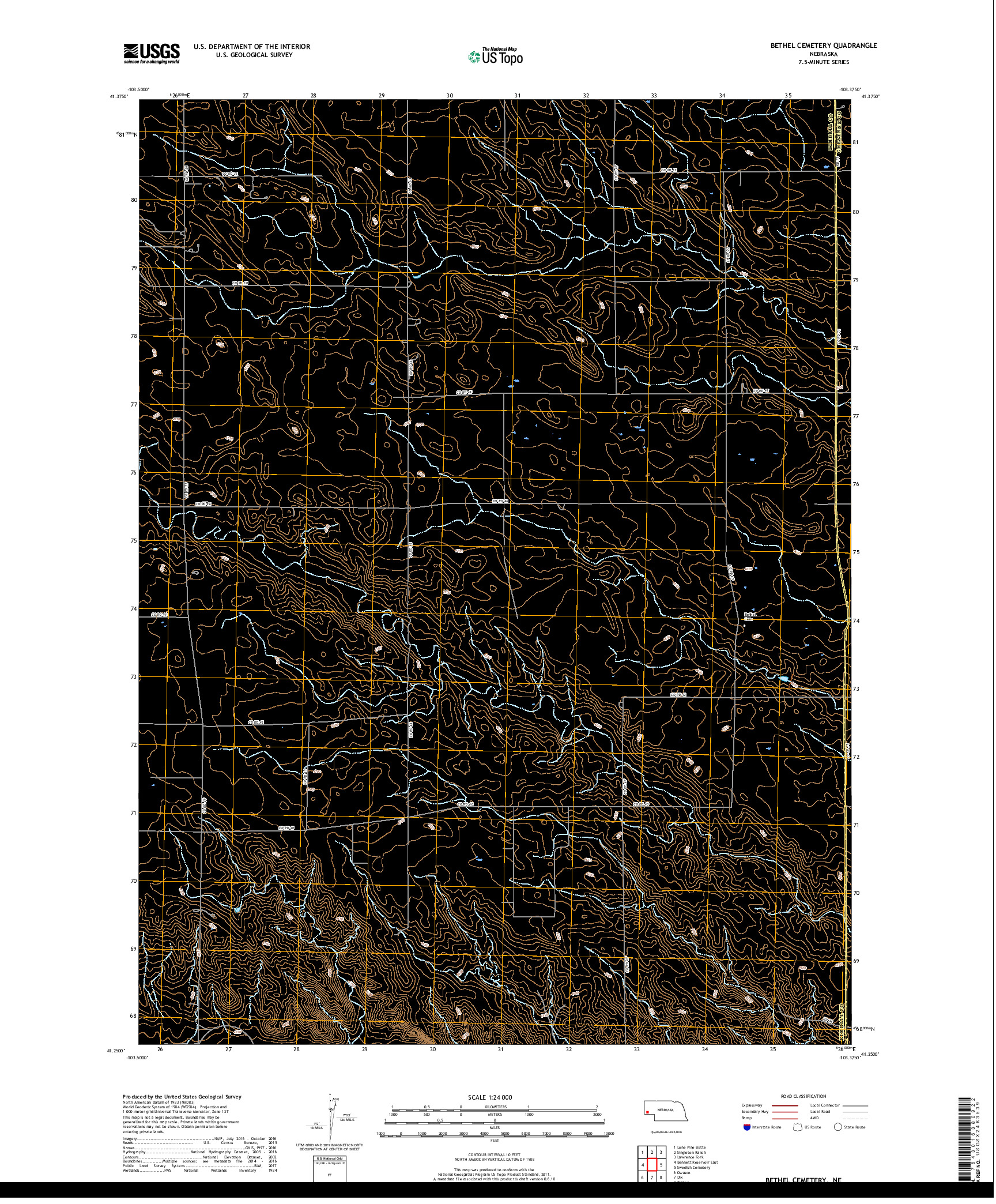 USGS US TOPO 7.5-MINUTE MAP FOR BETHEL CEMETERY, NE 2017