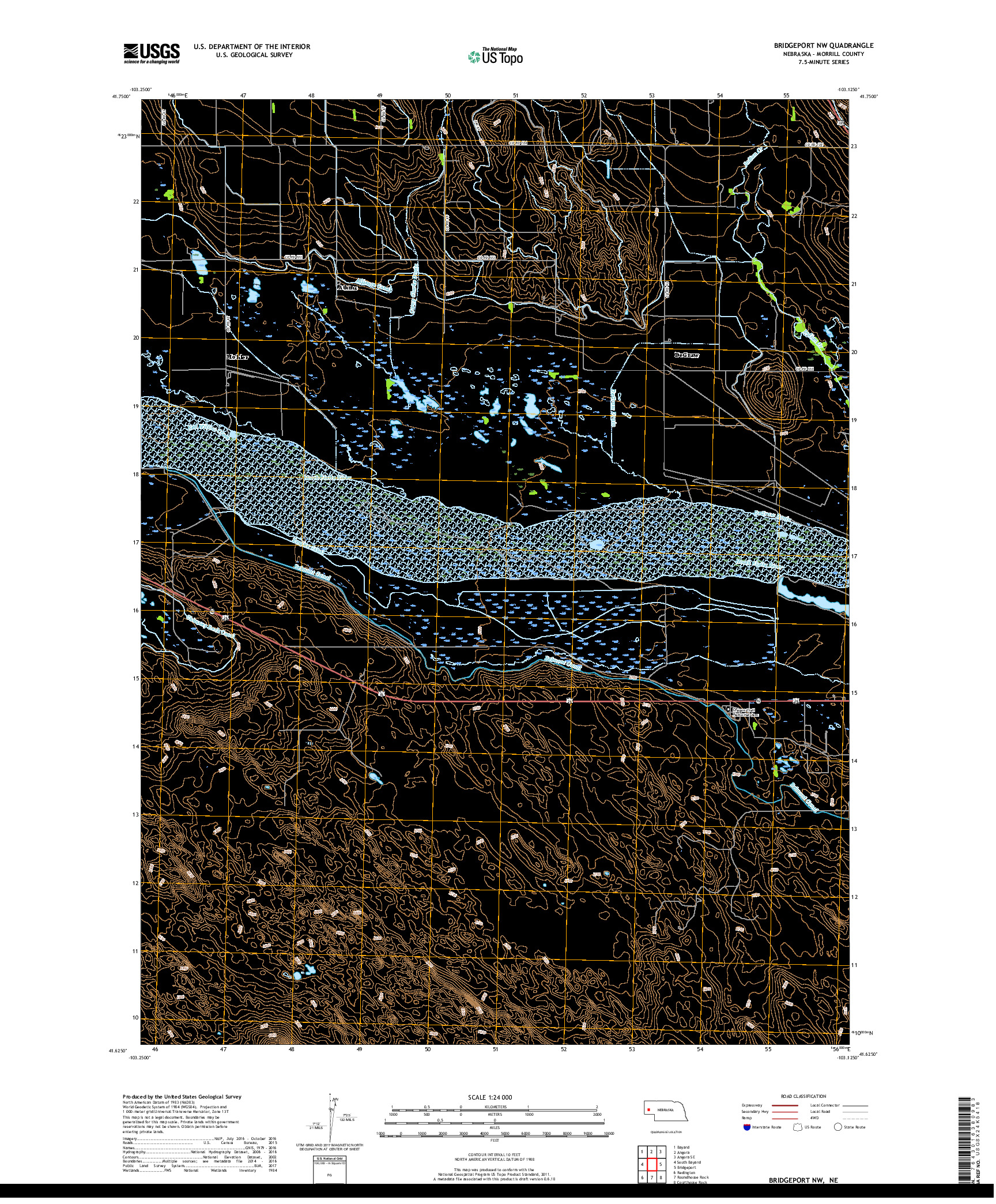 USGS US TOPO 7.5-MINUTE MAP FOR BRIDGEPORT NW, NE 2017