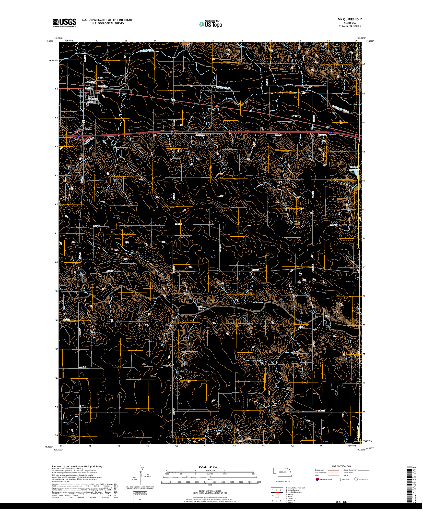 USGS US TOPO 7.5-MINUTE MAP FOR DIX, NE 2017