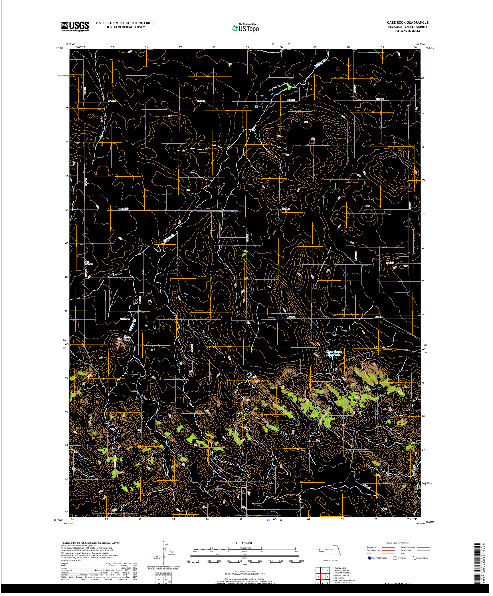 USGS US TOPO 7.5-MINUTE MAP FOR GABE ROCK, NE 2017