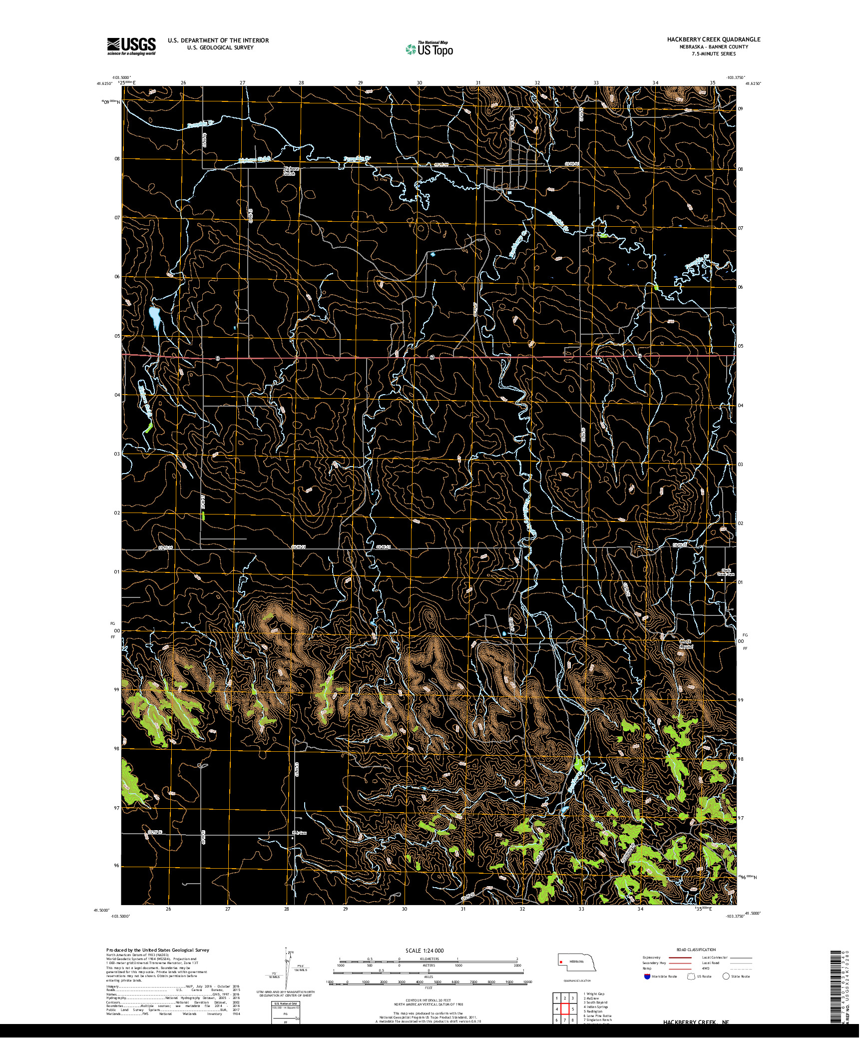USGS US TOPO 7.5-MINUTE MAP FOR HACKBERRY CREEK, NE 2017