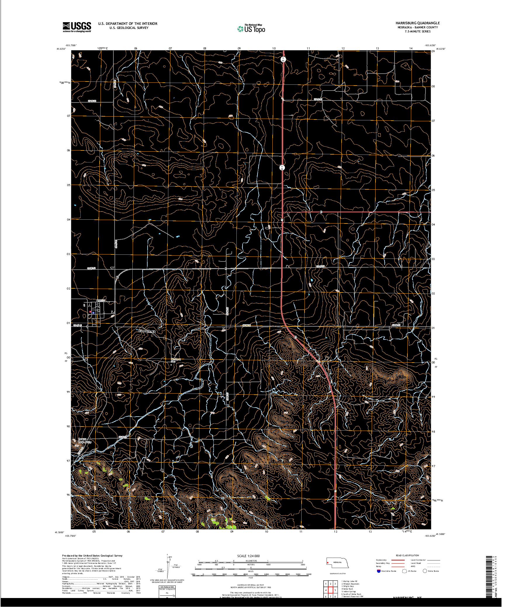 USGS US TOPO 7.5-MINUTE MAP FOR HARRISBURG, NE 2017
