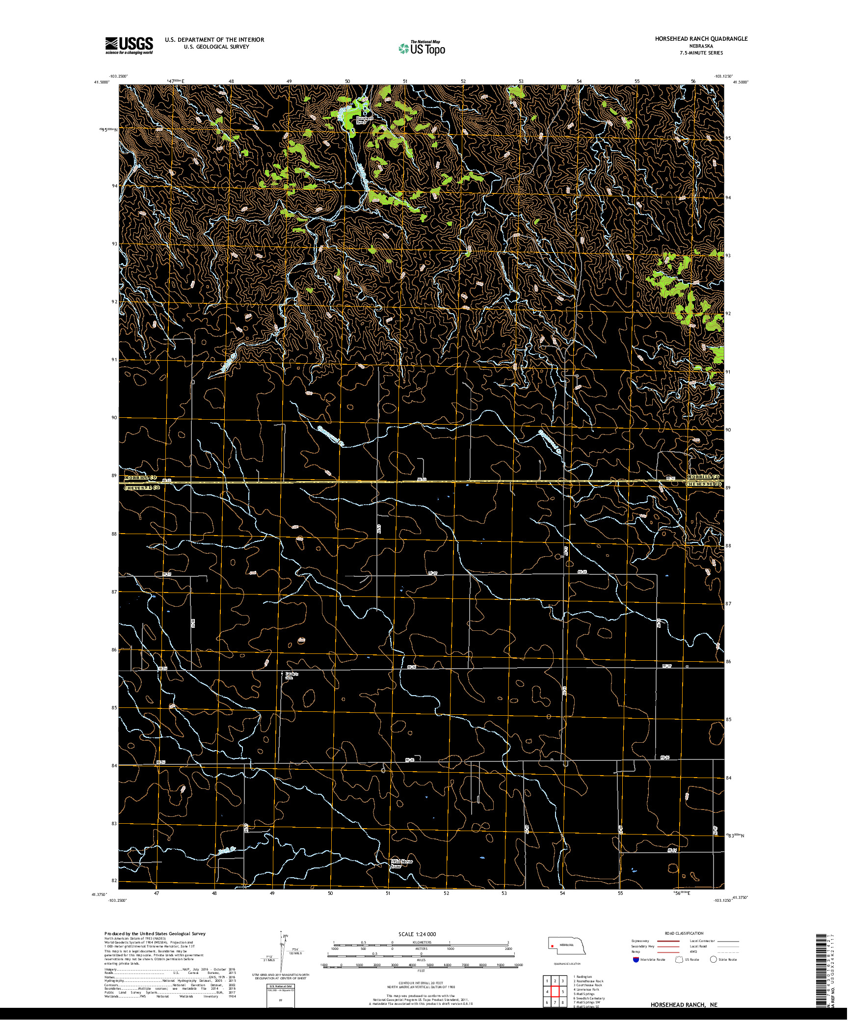 USGS US TOPO 7.5-MINUTE MAP FOR HORSEHEAD RANCH, NE 2017