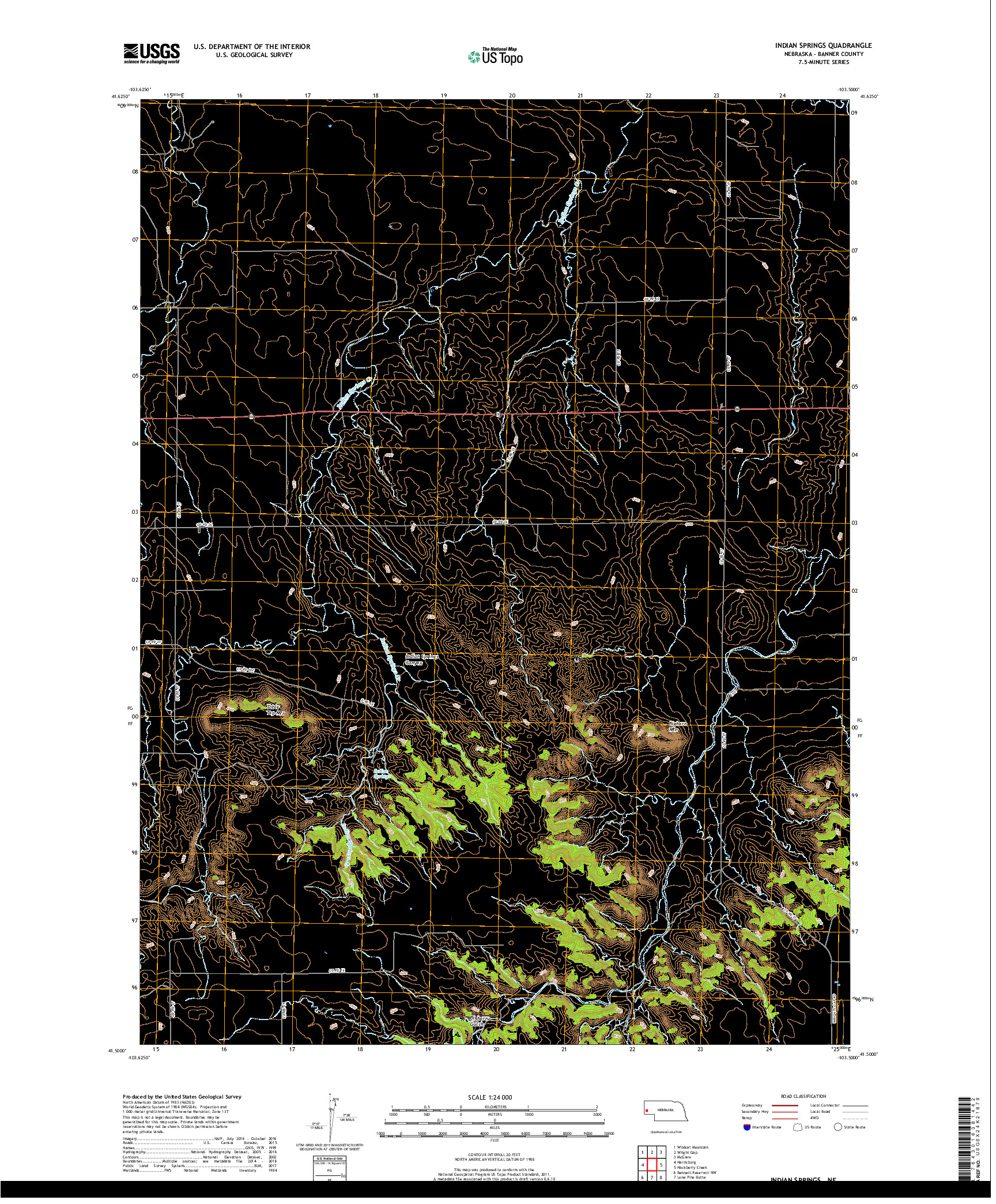 USGS US TOPO 7.5-MINUTE MAP FOR INDIAN SPRINGS, NE 2017