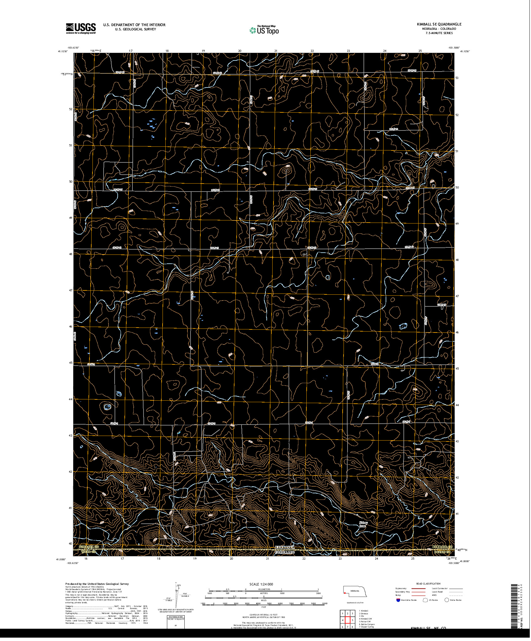 USGS US TOPO 7.5-MINUTE MAP FOR KIMBALL SE, NE,CO 2017