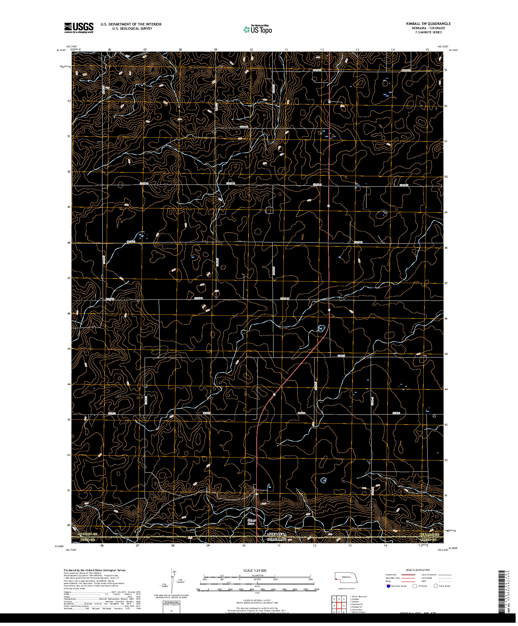 USGS US TOPO 7.5-MINUTE MAP FOR KIMBALL SW, NE,CO 2017