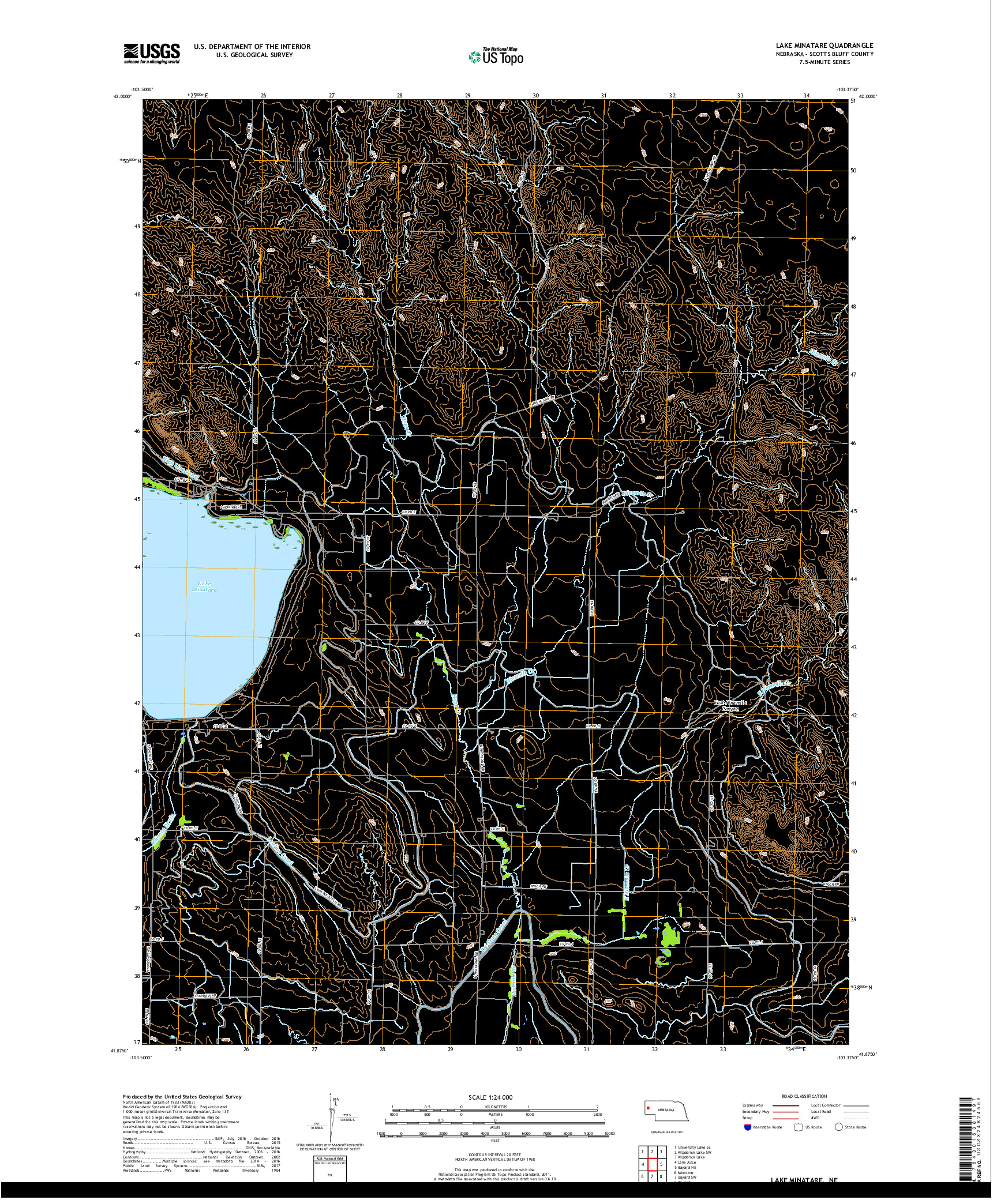 USGS US TOPO 7.5-MINUTE MAP FOR LAKE MINATARE, NE 2017