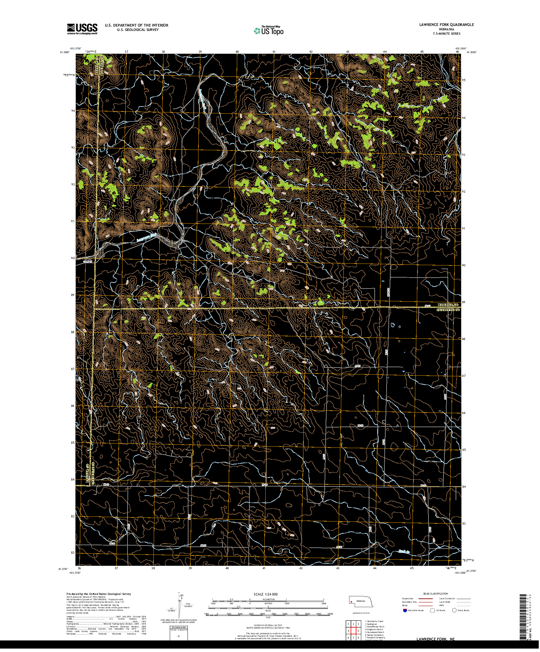 USGS US TOPO 7.5-MINUTE MAP FOR LAWRENCE FORK, NE 2017