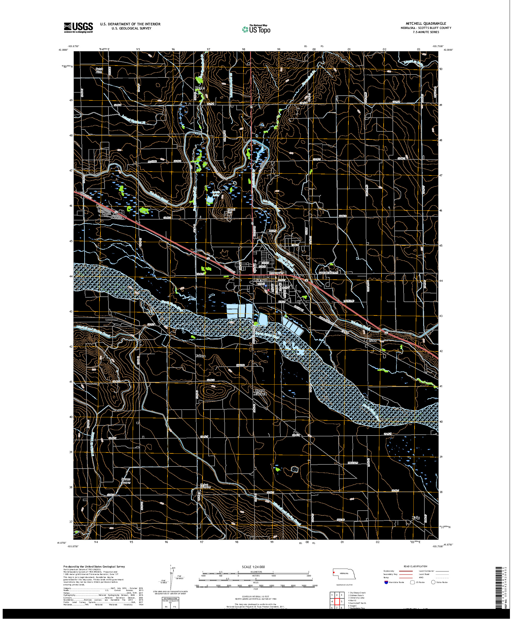 USGS US TOPO 7.5-MINUTE MAP FOR MITCHELL, NE 2017