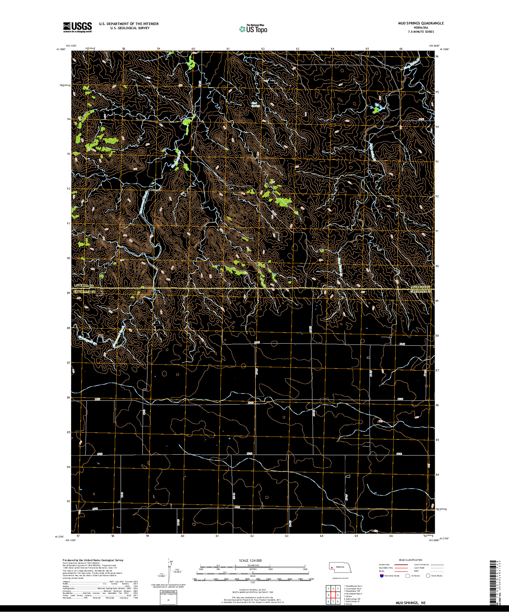 USGS US TOPO 7.5-MINUTE MAP FOR MUD SPRINGS, NE 2017