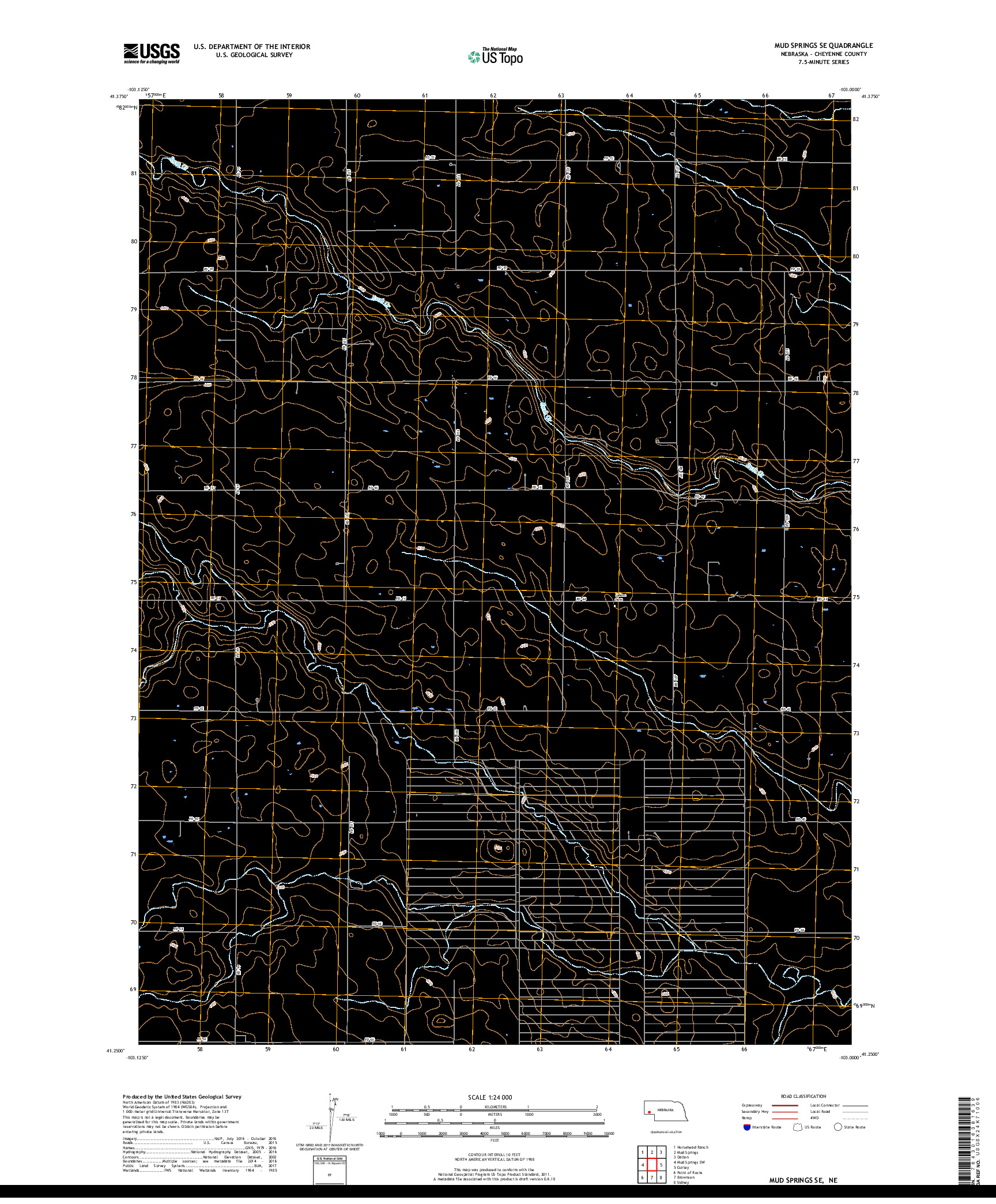 USGS US TOPO 7.5-MINUTE MAP FOR MUD SPRINGS SE, NE 2017