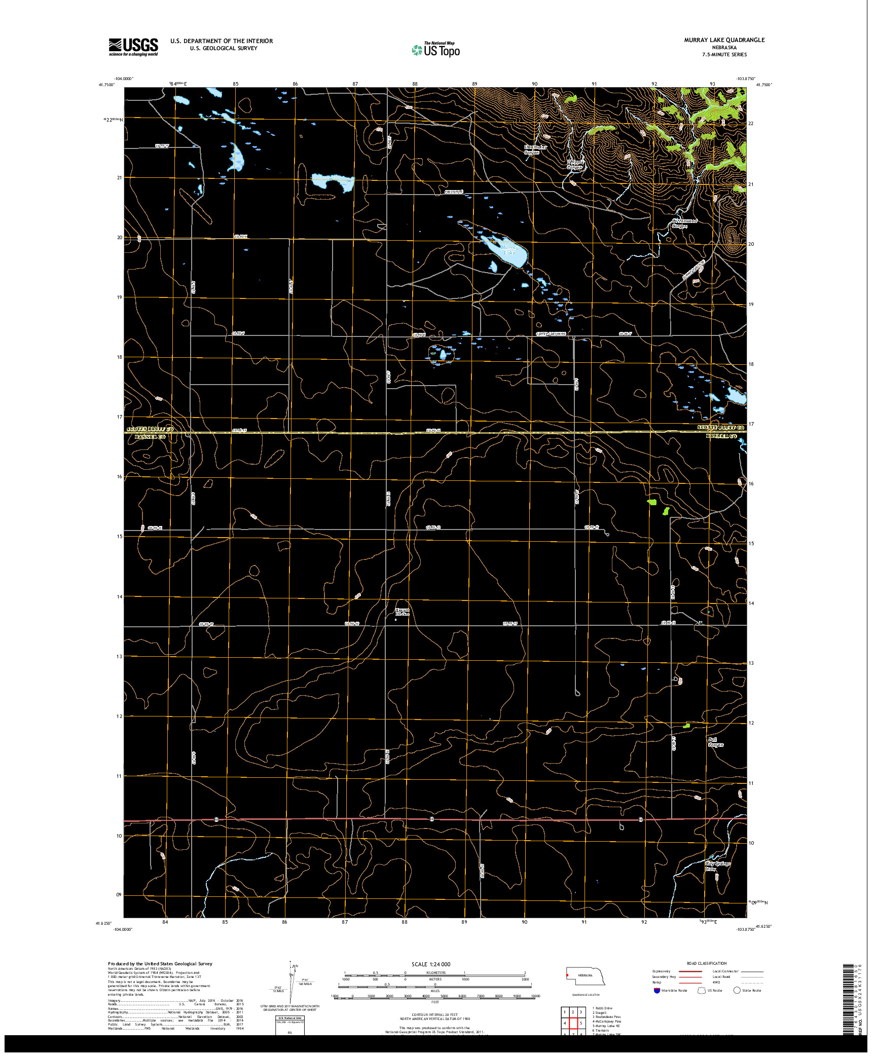 USGS US TOPO 7.5-MINUTE MAP FOR MURRAY LAKE, NE 2017