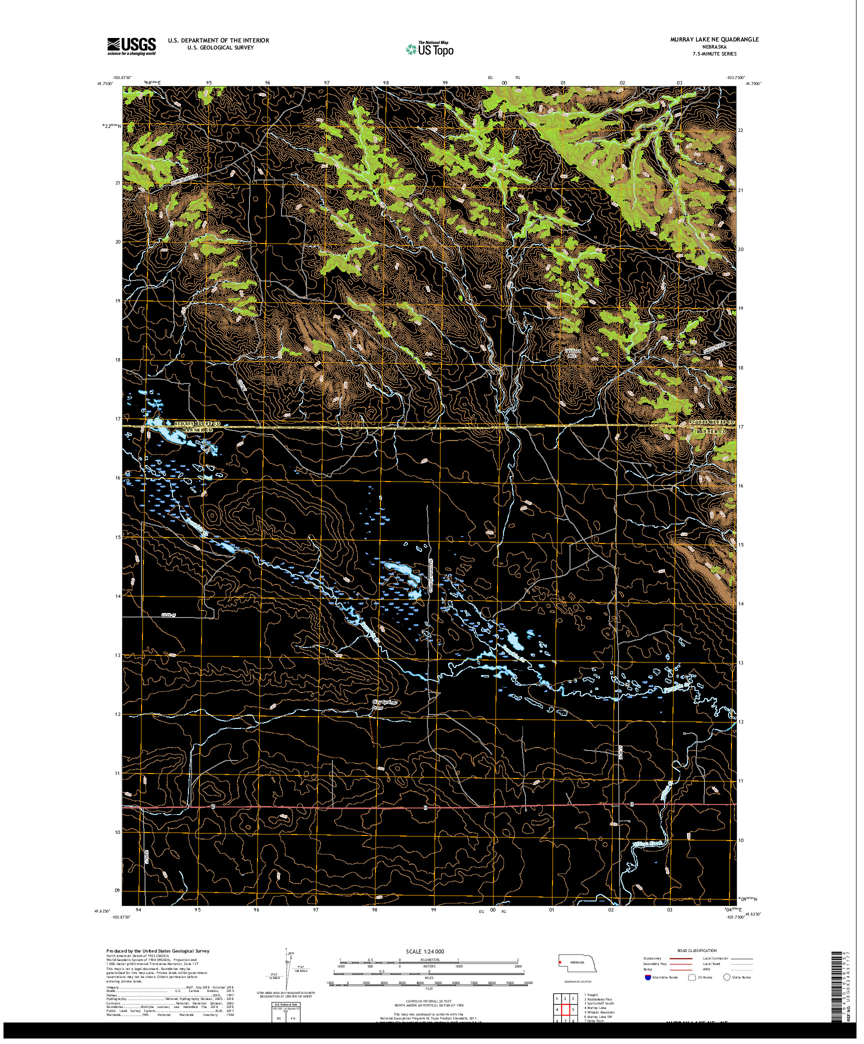 USGS US TOPO 7.5-MINUTE MAP FOR MURRAY LAKE NE, NE 2017