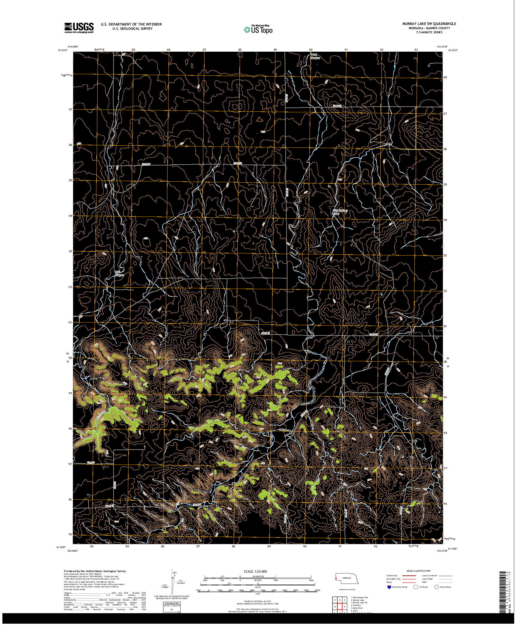 USGS US TOPO 7.5-MINUTE MAP FOR MURRAY LAKE SW, NE 2017