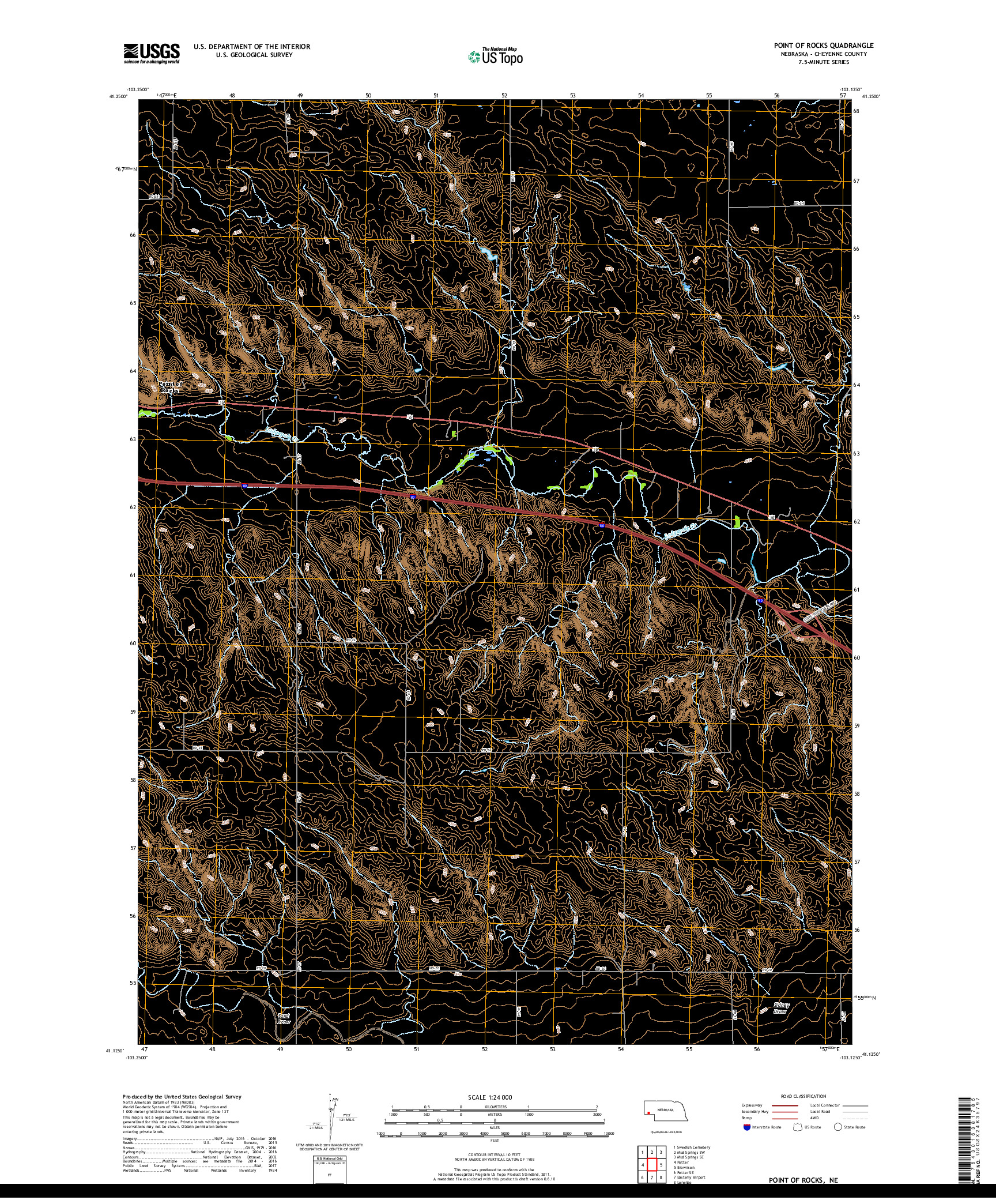 USGS US TOPO 7.5-MINUTE MAP FOR POINT OF ROCKS, NE 2017