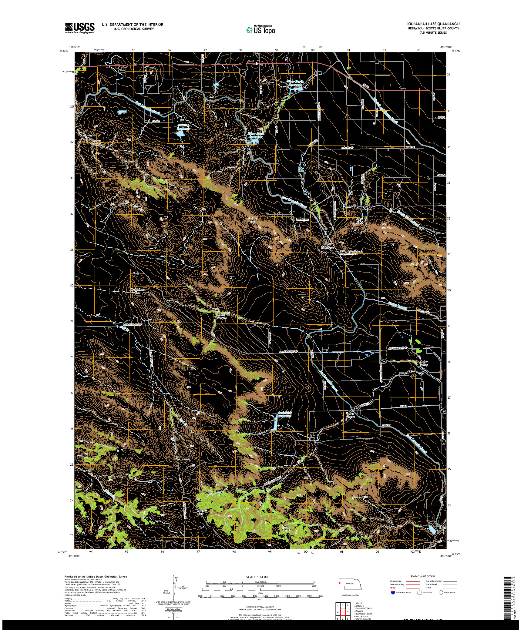 USGS US TOPO 7.5-MINUTE MAP FOR ROUBADEAU PASS, NE 2017