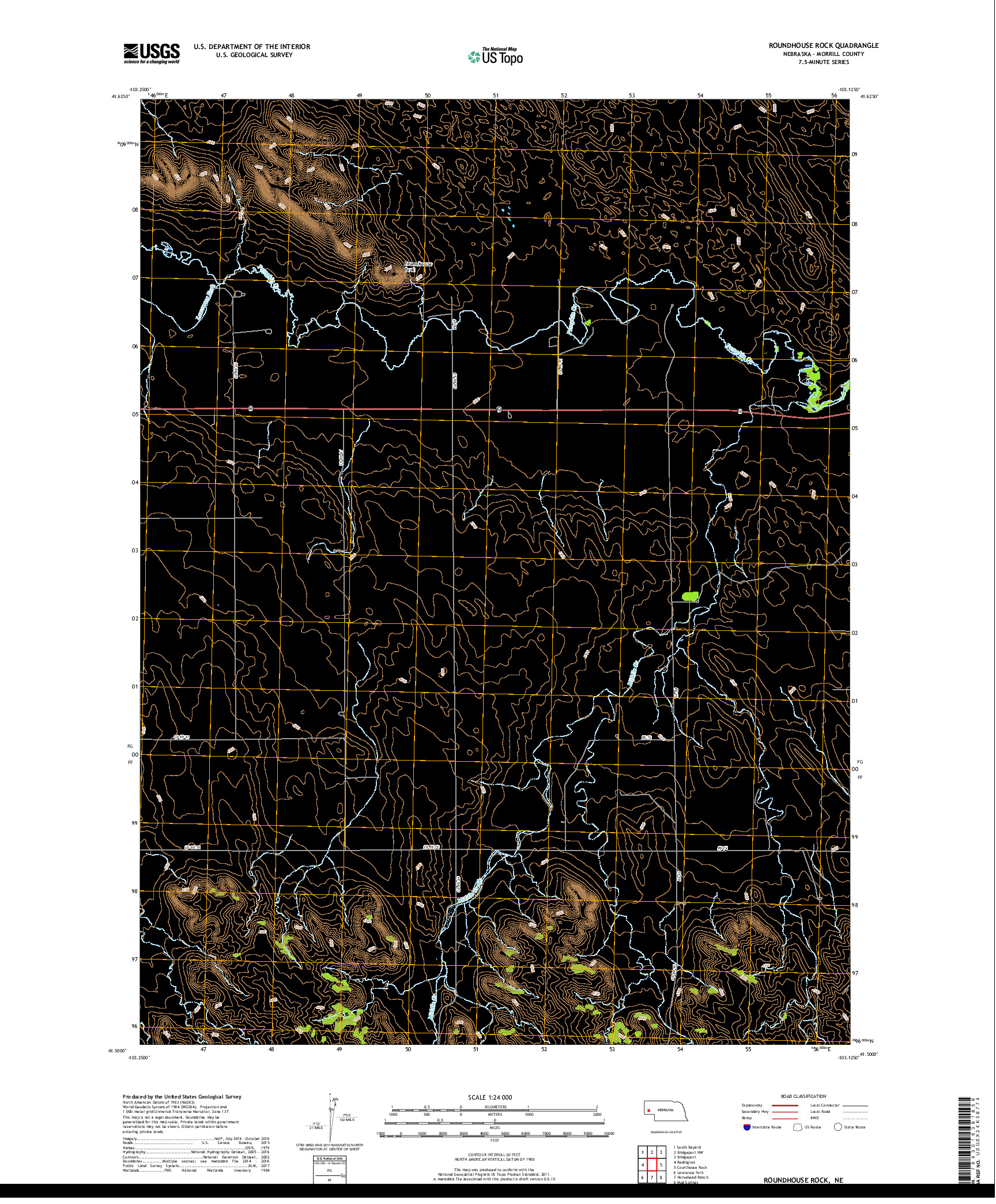 USGS US TOPO 7.5-MINUTE MAP FOR ROUNDHOUSE ROCK, NE 2017