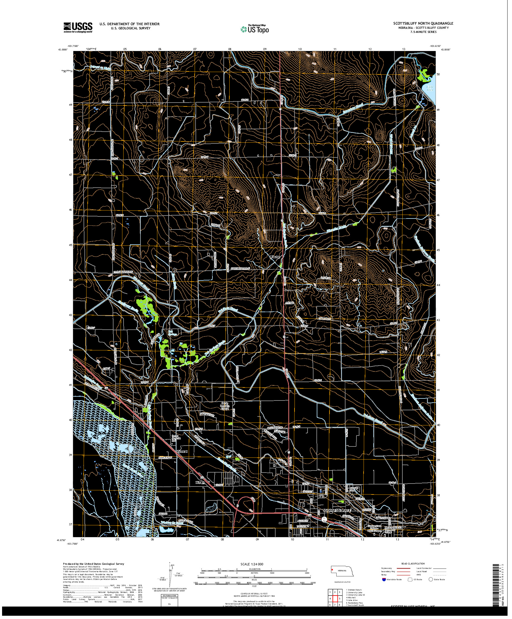 USGS US TOPO 7.5-MINUTE MAP FOR SCOTTSBLUFF NORTH, NE 2017