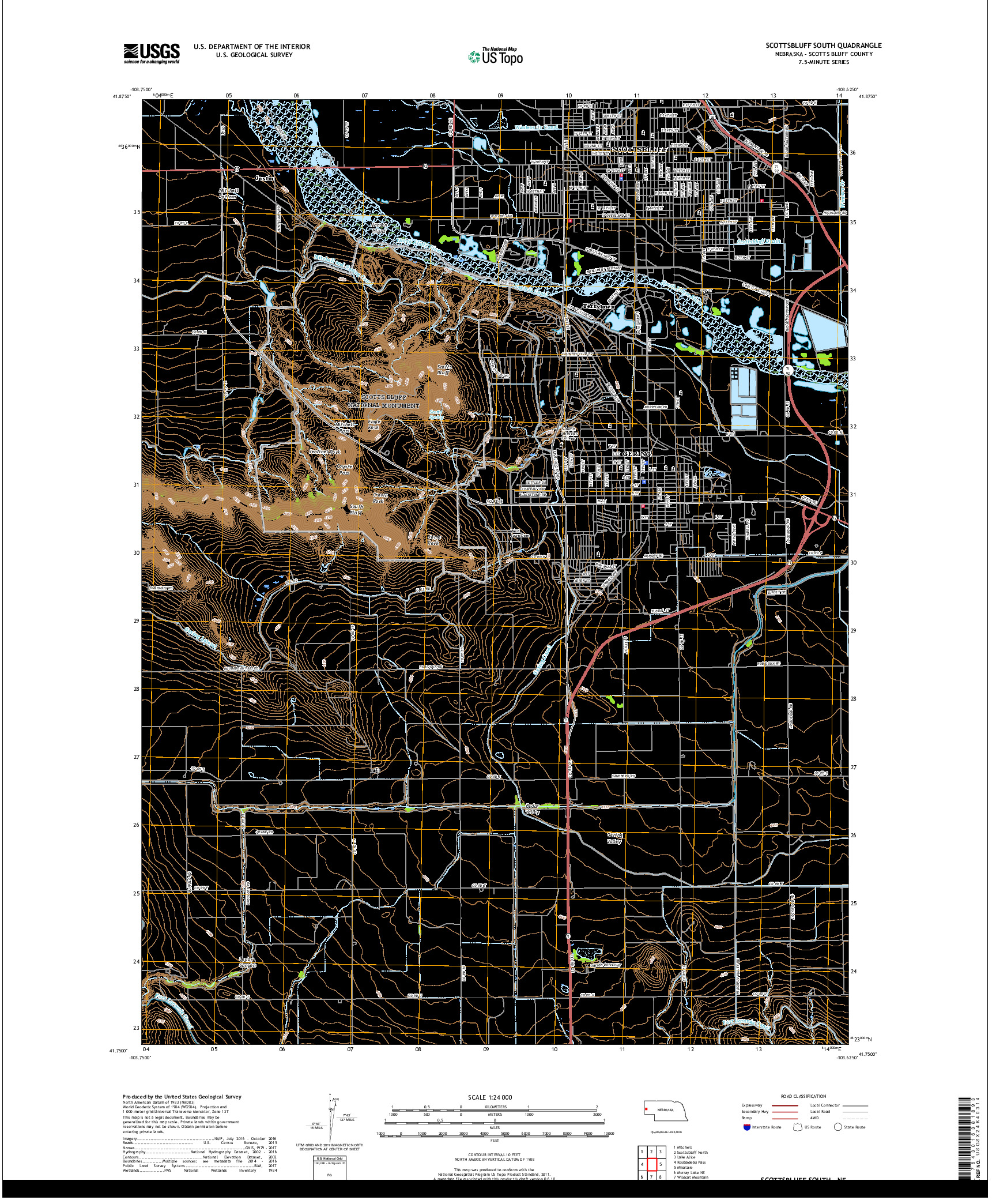 USGS US TOPO 7.5-MINUTE MAP FOR SCOTTSBLUFF SOUTH, NE 2017