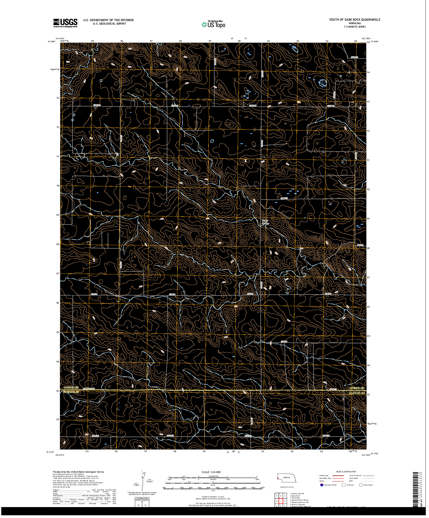 USGS US TOPO 7.5-MINUTE MAP FOR SOUTH OF GABE ROCK, NE 2017