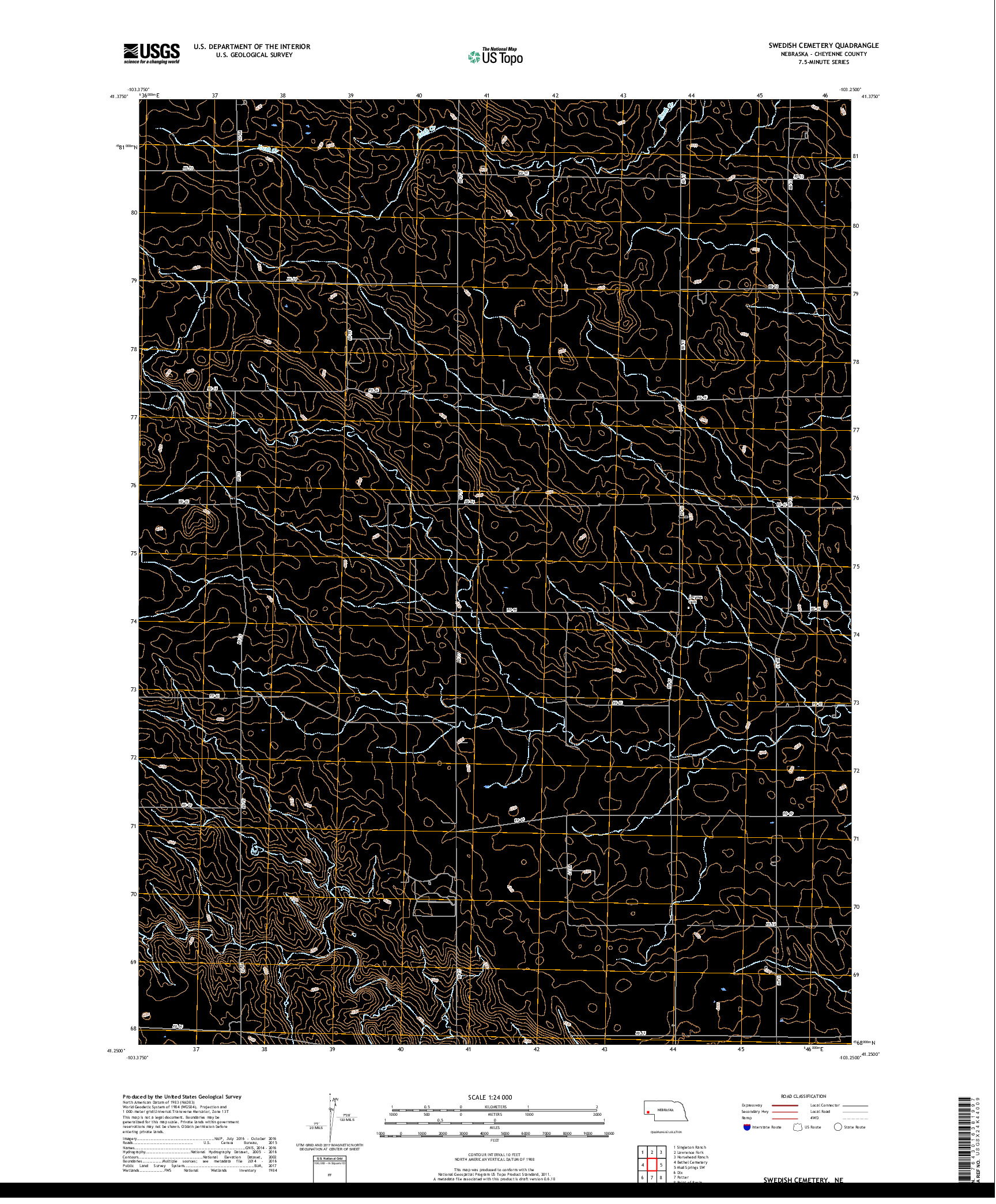 USGS US TOPO 7.5-MINUTE MAP FOR SWEDISH CEMETERY, NE 2017