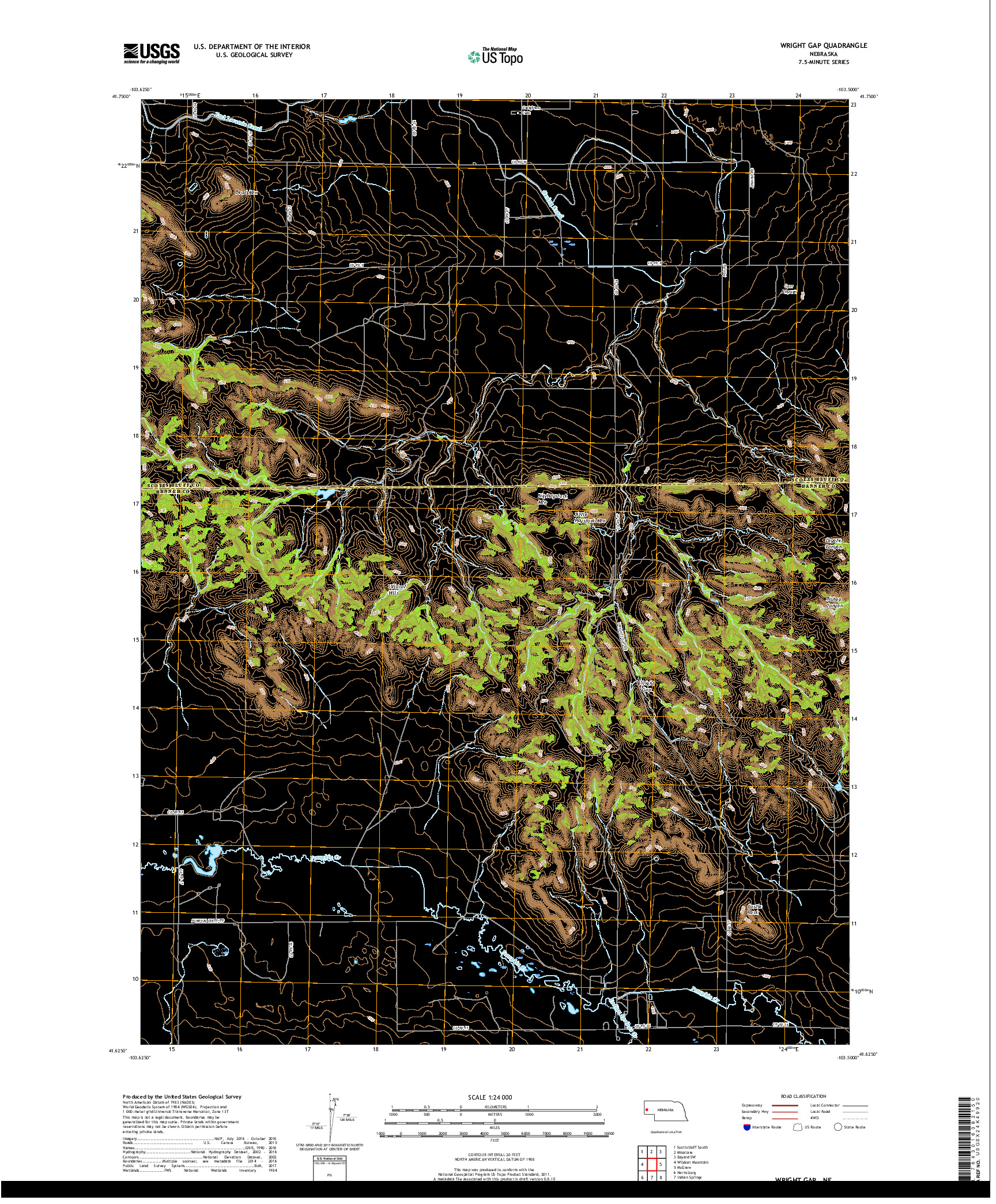 USGS US TOPO 7.5-MINUTE MAP FOR WRIGHT GAP, NE 2017
