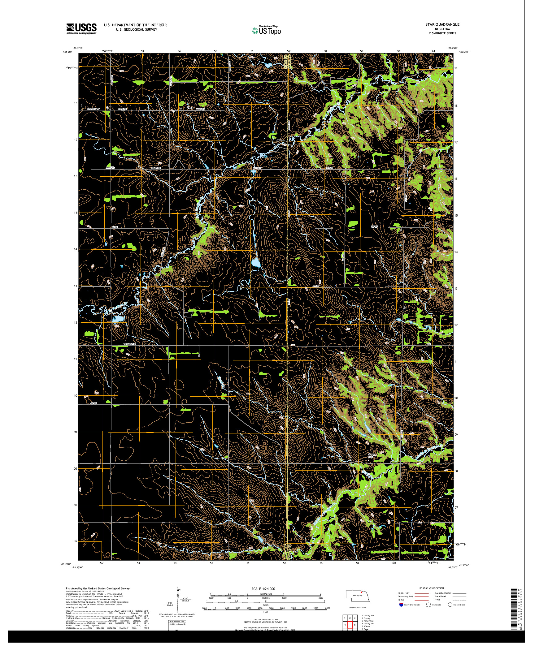 USGS US TOPO 7.5-MINUTE MAP FOR STAR, NE 2017