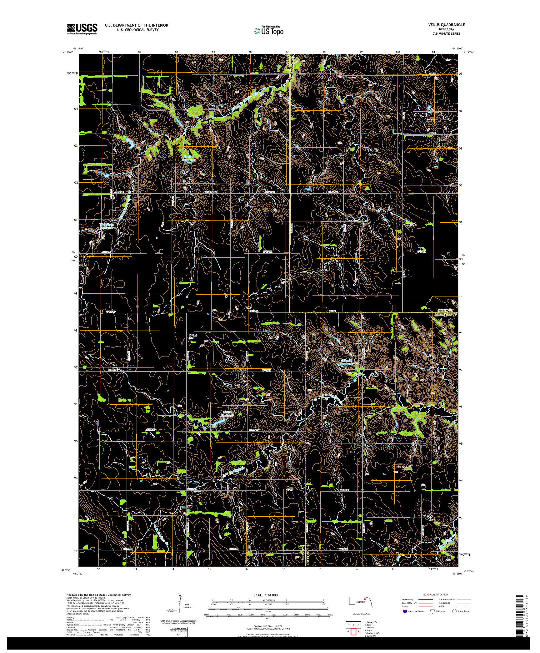 USGS US TOPO 7.5-MINUTE MAP FOR VENUS, NE 2017