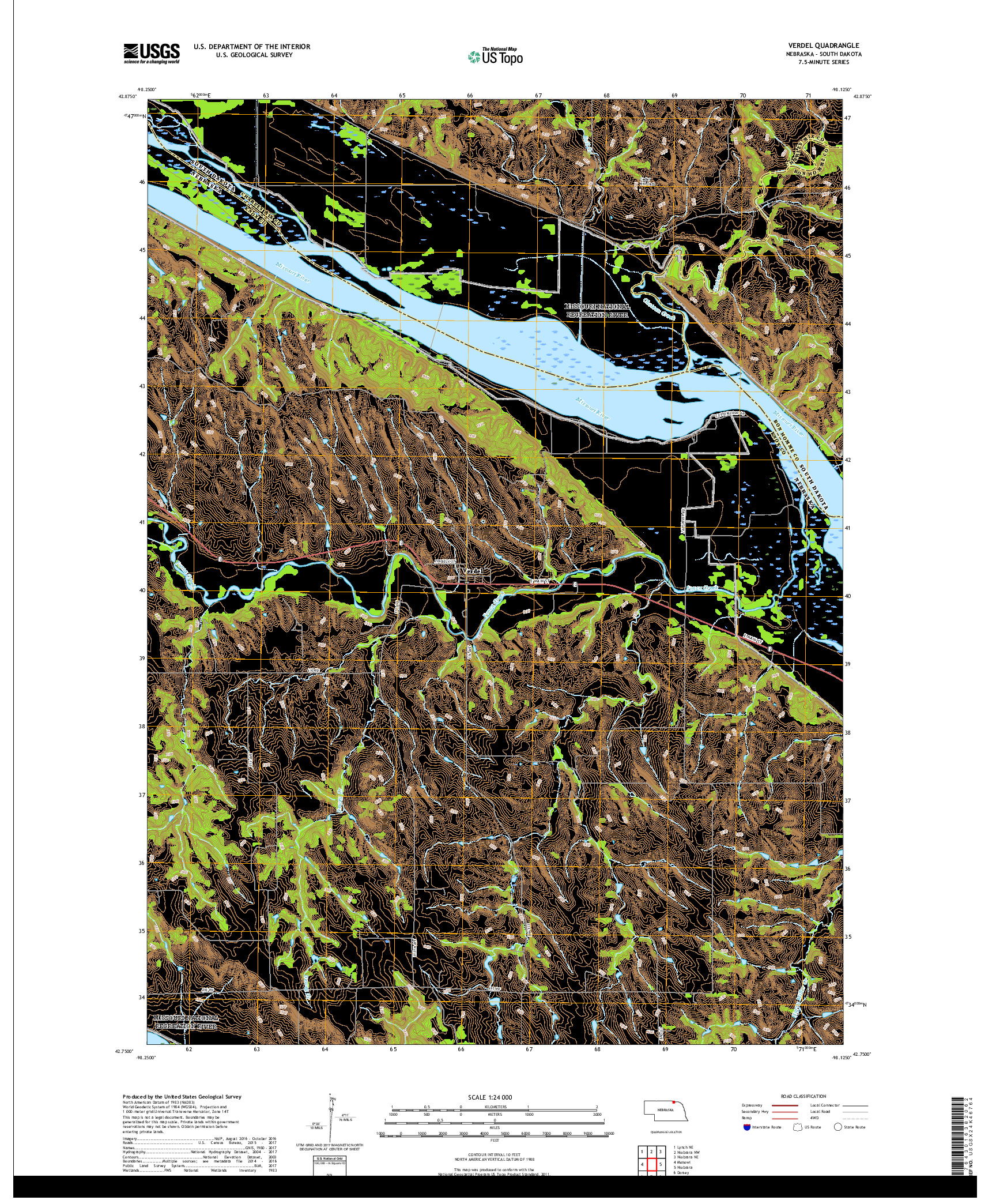 USGS US TOPO 7.5-MINUTE MAP FOR VERDEL, NE,SD 2017