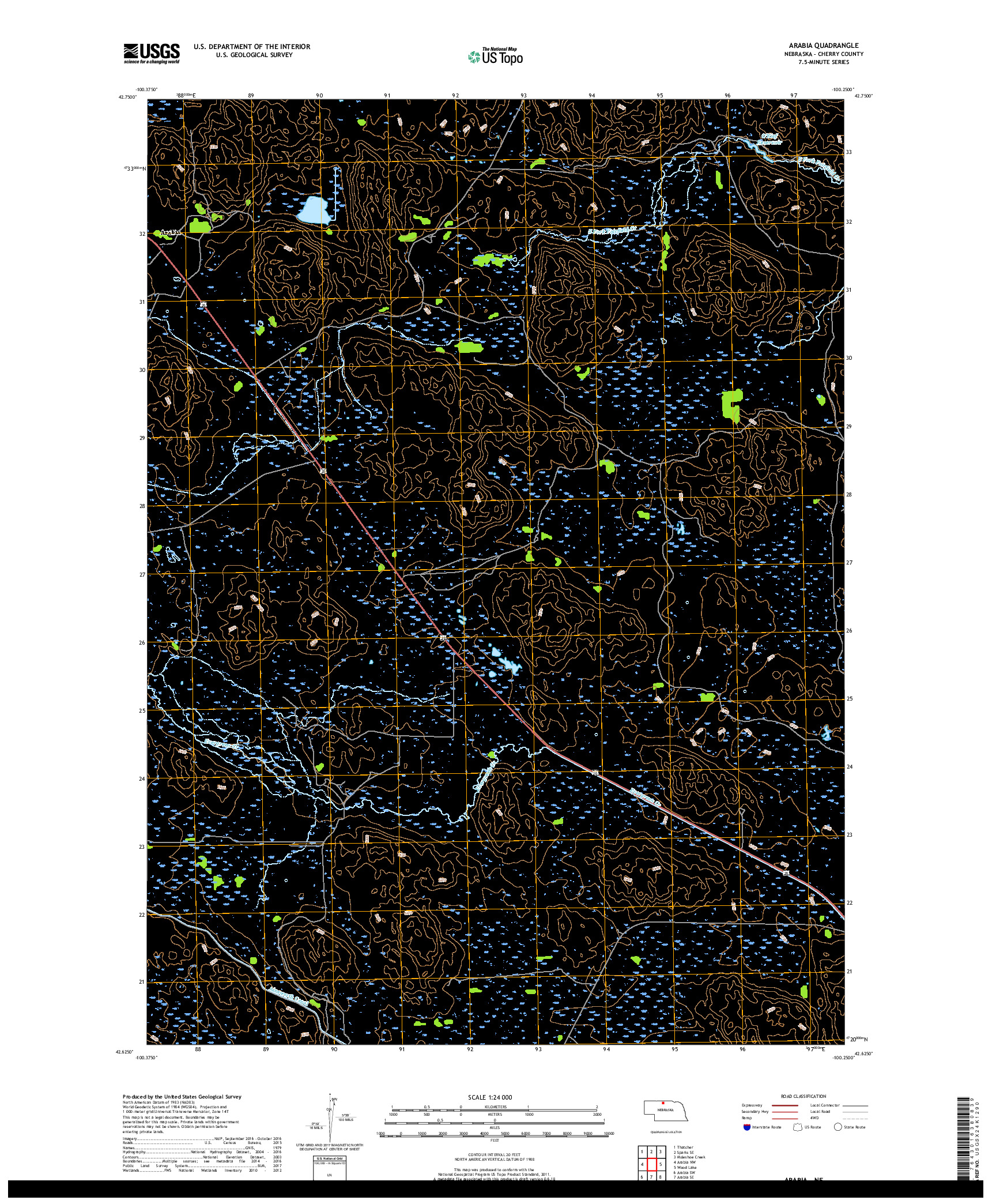 USGS US TOPO 7.5-MINUTE MAP FOR ARABIA, NE 2017