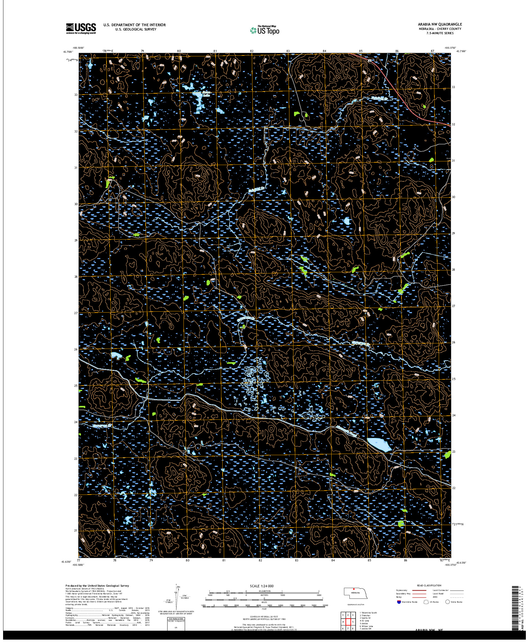 USGS US TOPO 7.5-MINUTE MAP FOR ARABIA NW, NE 2017