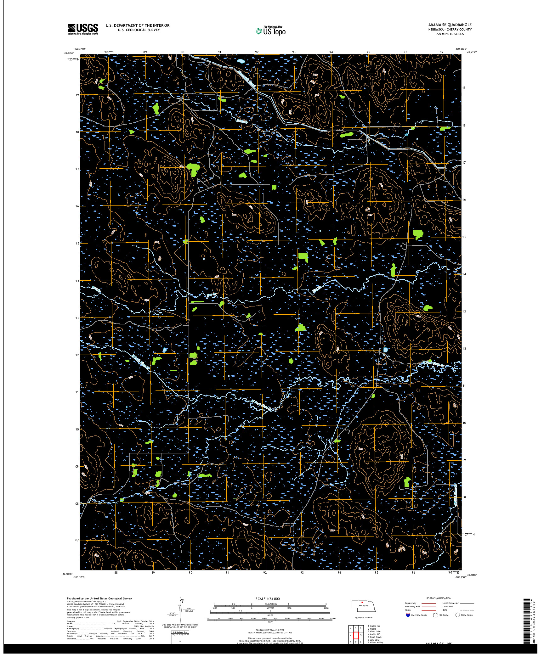 USGS US TOPO 7.5-MINUTE MAP FOR ARABIA SE, NE 2017