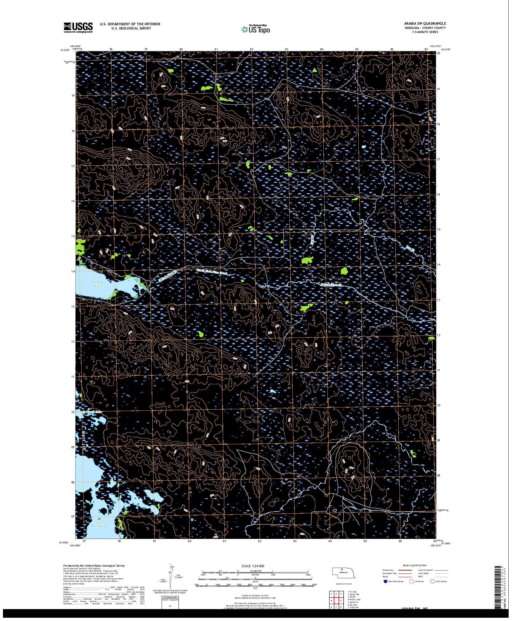 USGS US TOPO 7.5-MINUTE MAP FOR ARABIA SW, NE 2017