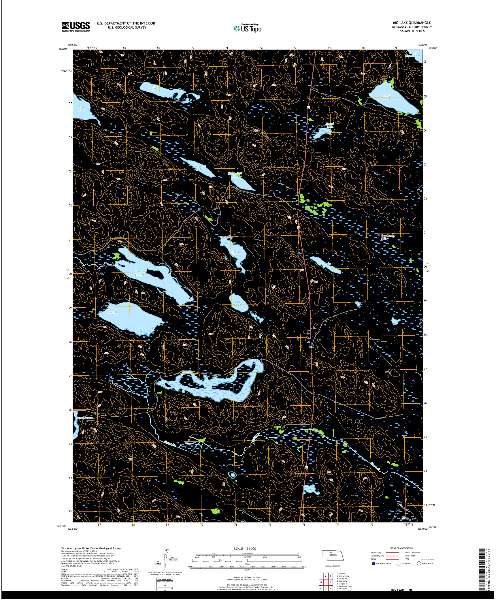 USGS US TOPO 7.5-MINUTE MAP FOR BIG LAKE, NE 2017